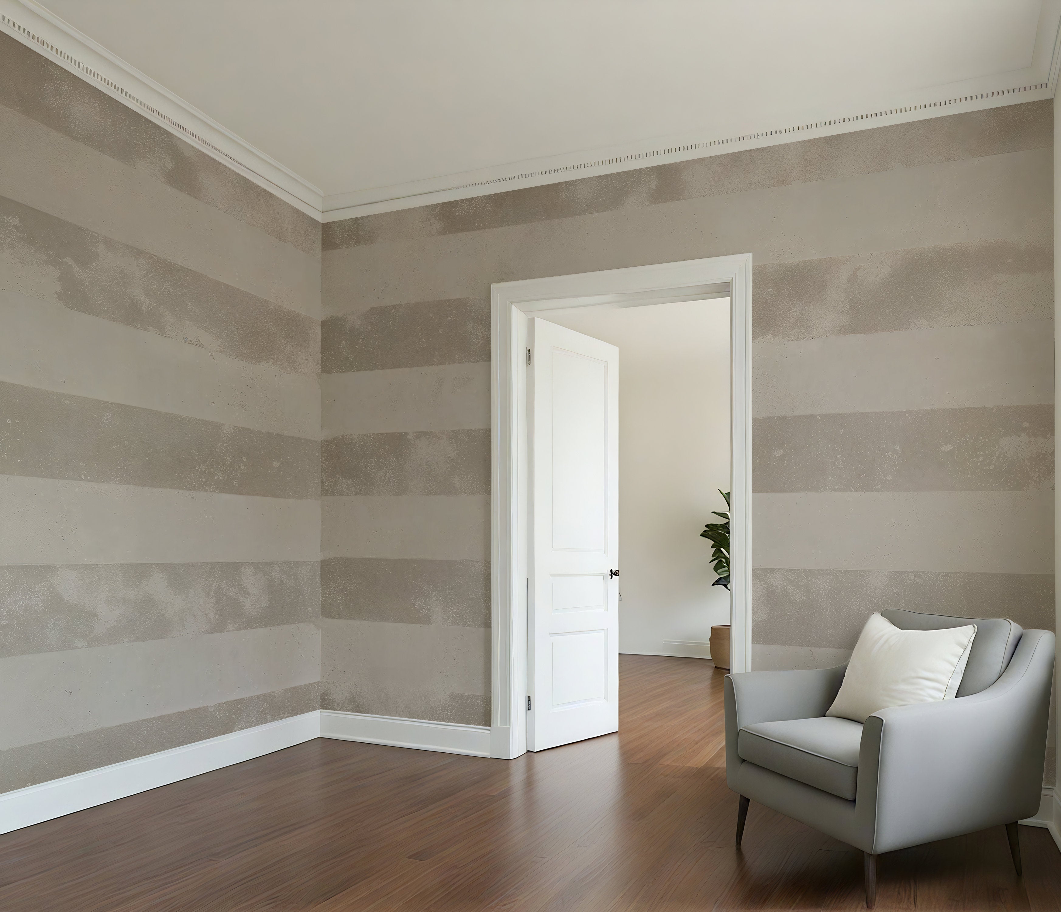 Horizontal Stripes in Toast - Classic Stripes Luxury Wallpaper Mural