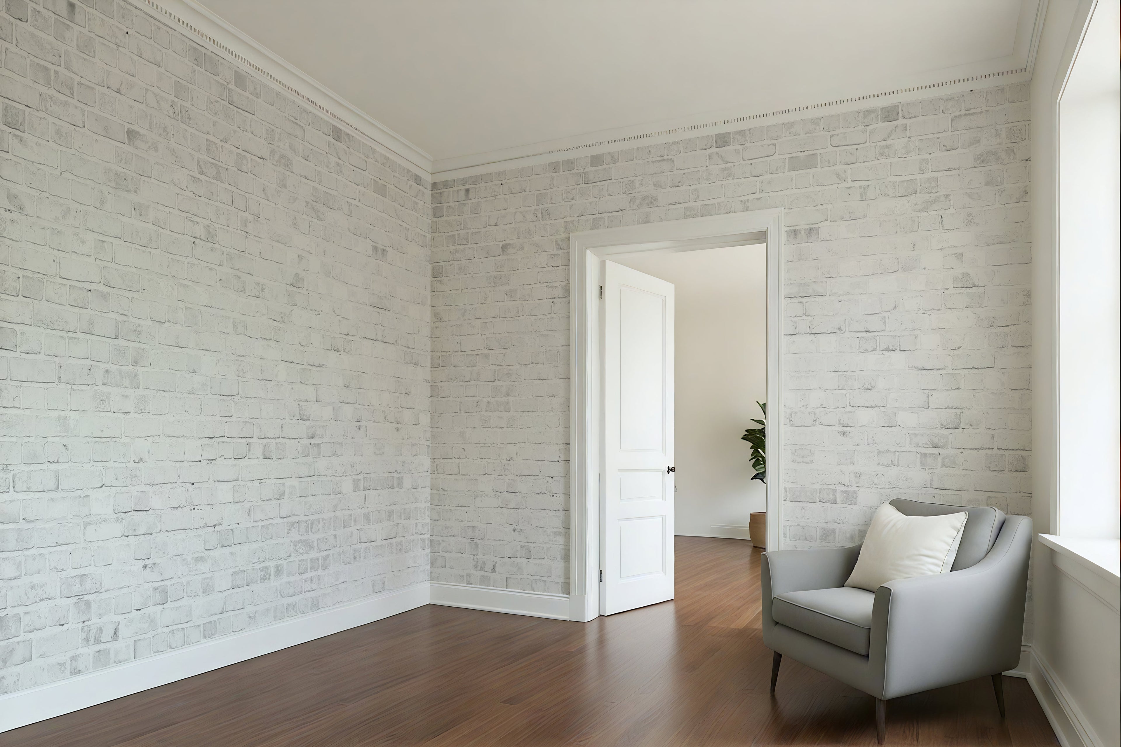 Whitewash Brick — Rustic Farmhouse Luxury Wallpaper Mural
