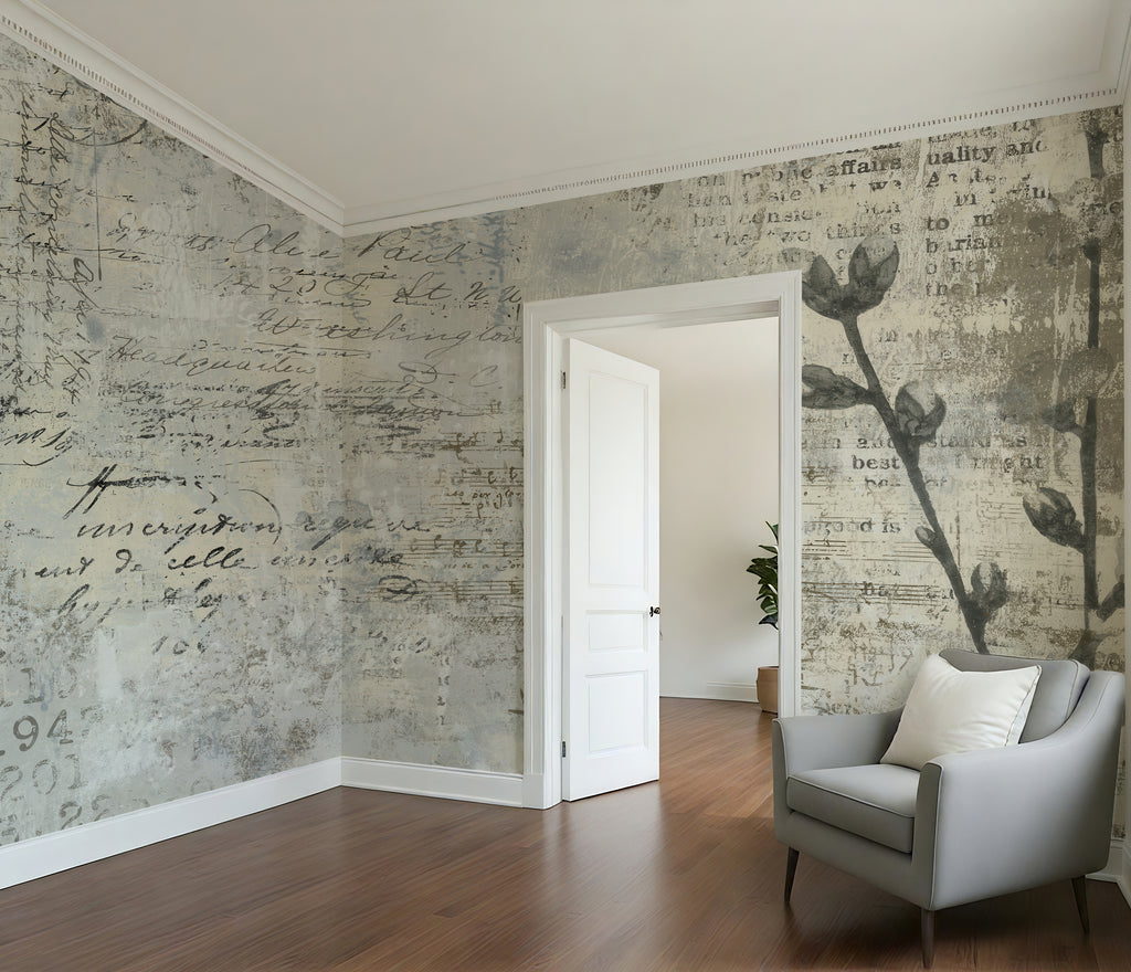 Archival Bloom  —  Rustic Farmhouse Wallpaper Mural