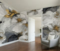 Gray and Gold Floral — Bold Floral Luxury Wallpaper Mural