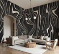 Charcoal Waves — Abstract Luxury Wallpaper Mural