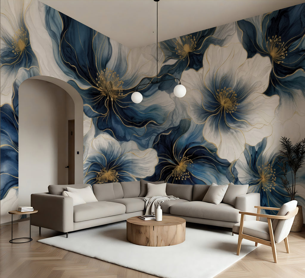 Midnight Bloom — Bold Florals Luxury Wallpaper Mural