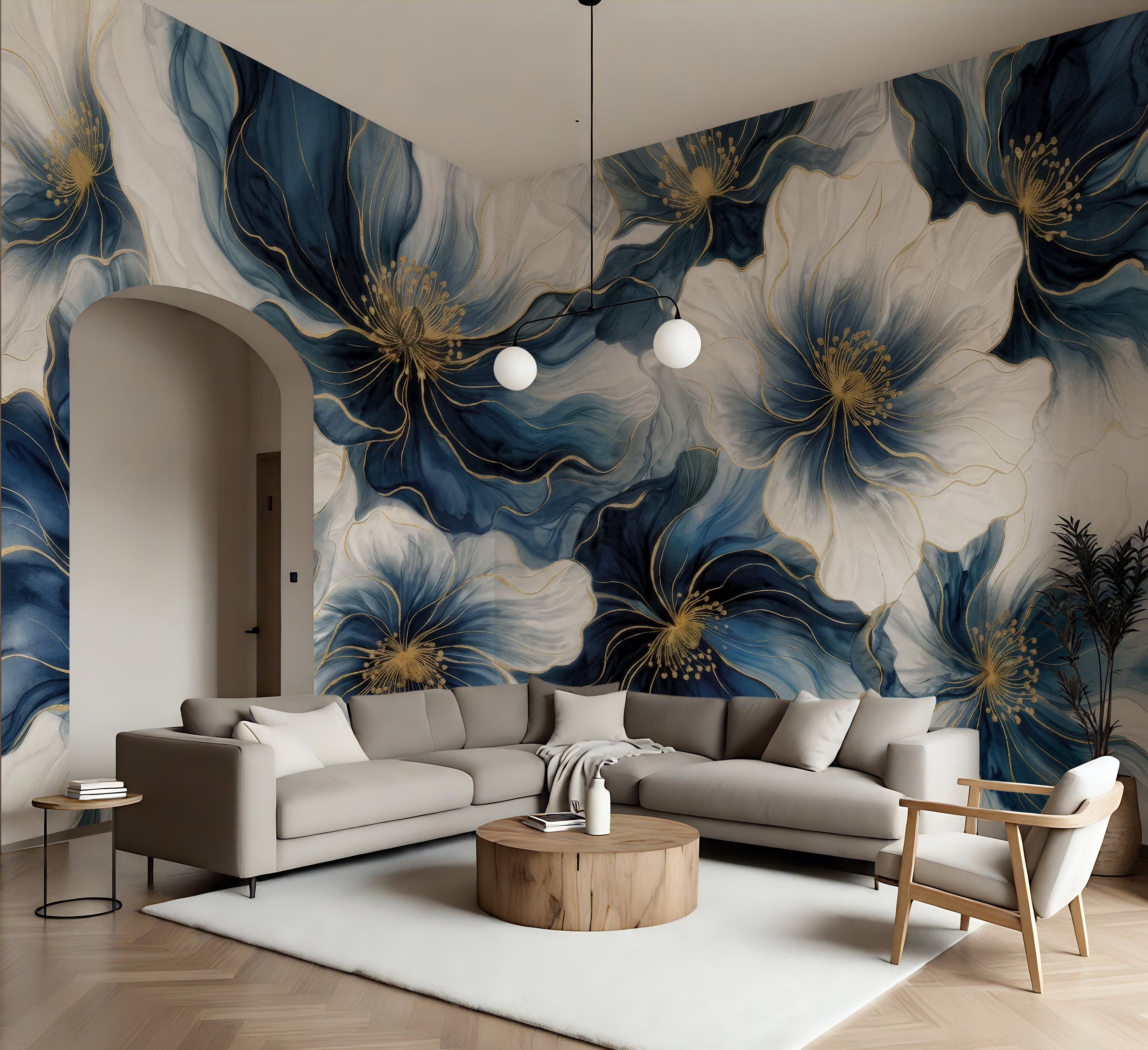 Midnight Bloom — Bold Florals Luxury Wallpaper Mural