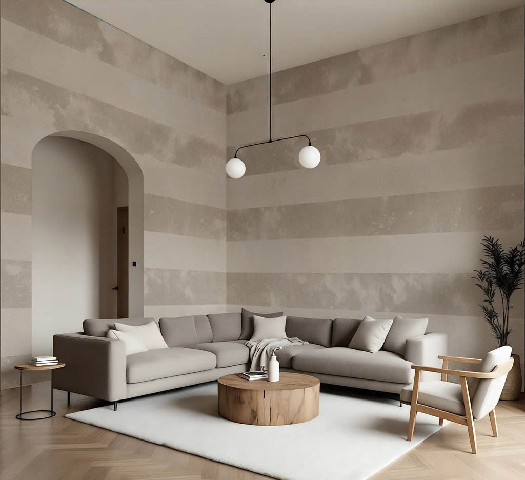 Horizontal Stripes in Toast - Classic Stripes Luxury Wallpaper Mural