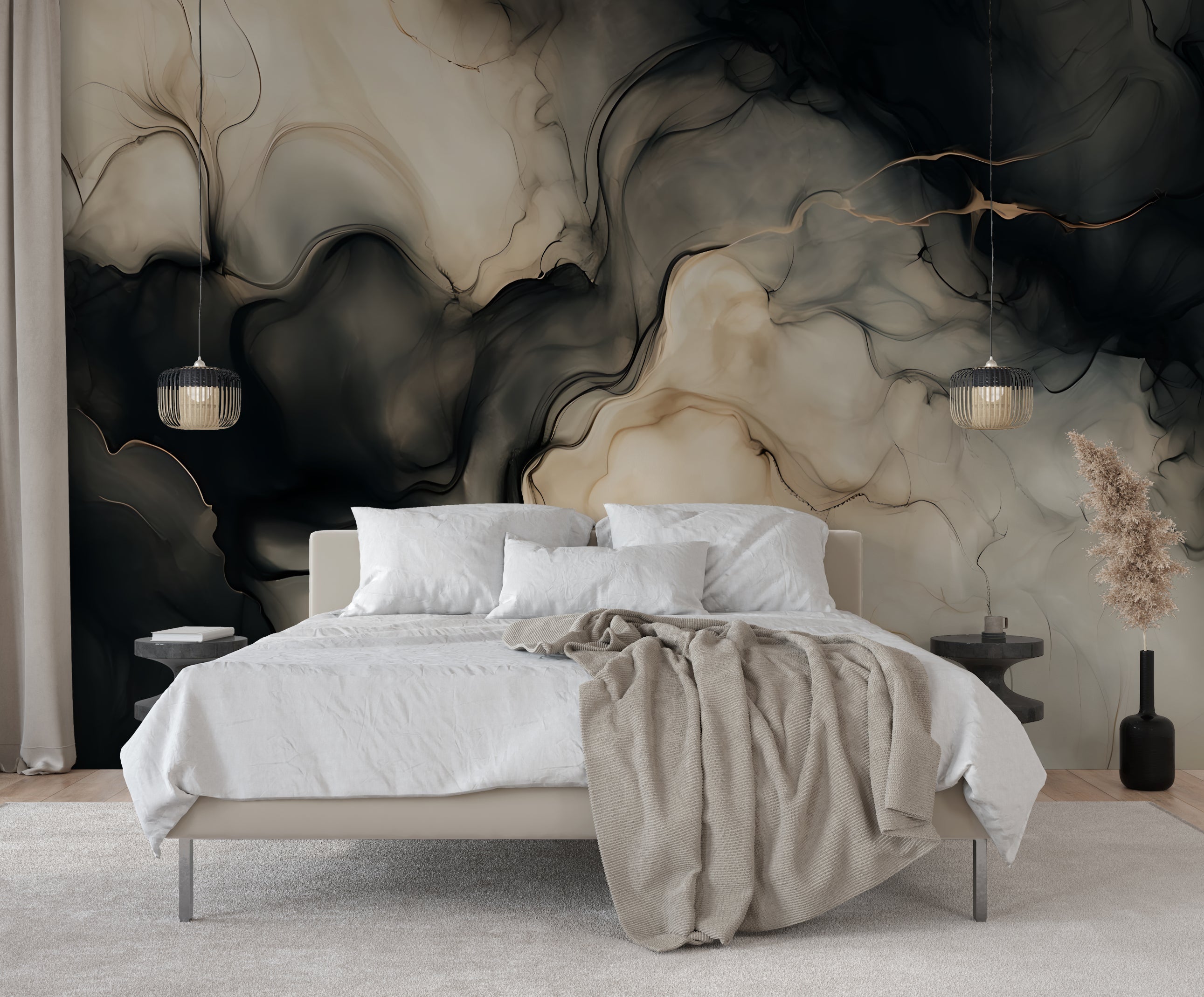 Smoke & Honey — Abstract Luxury Wallpaper Mural