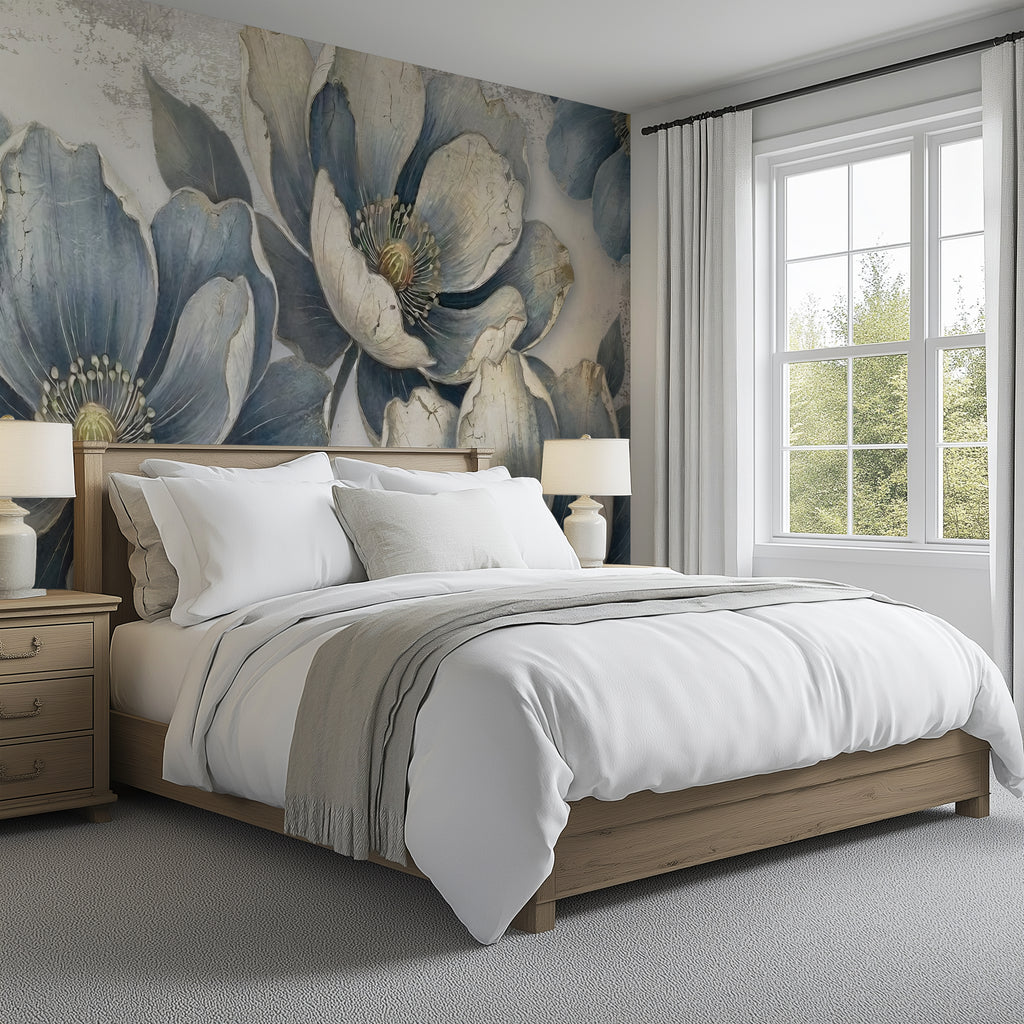 Indigo Bloom — Bold Florals Luxury Wallpaper Mural