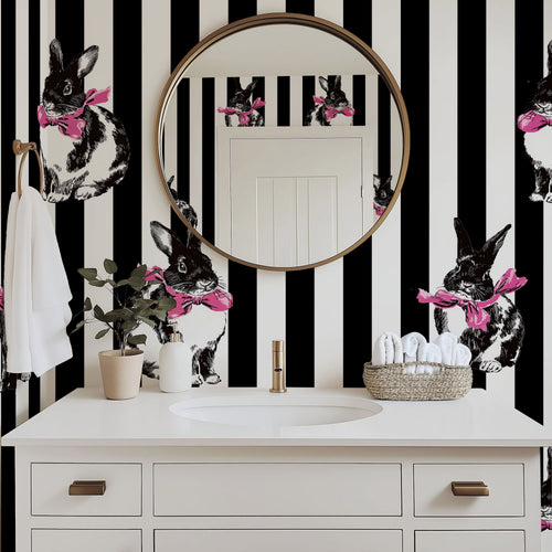 Bunnies & Stripes — Classic Stripes Luxury Wallpaper Mural