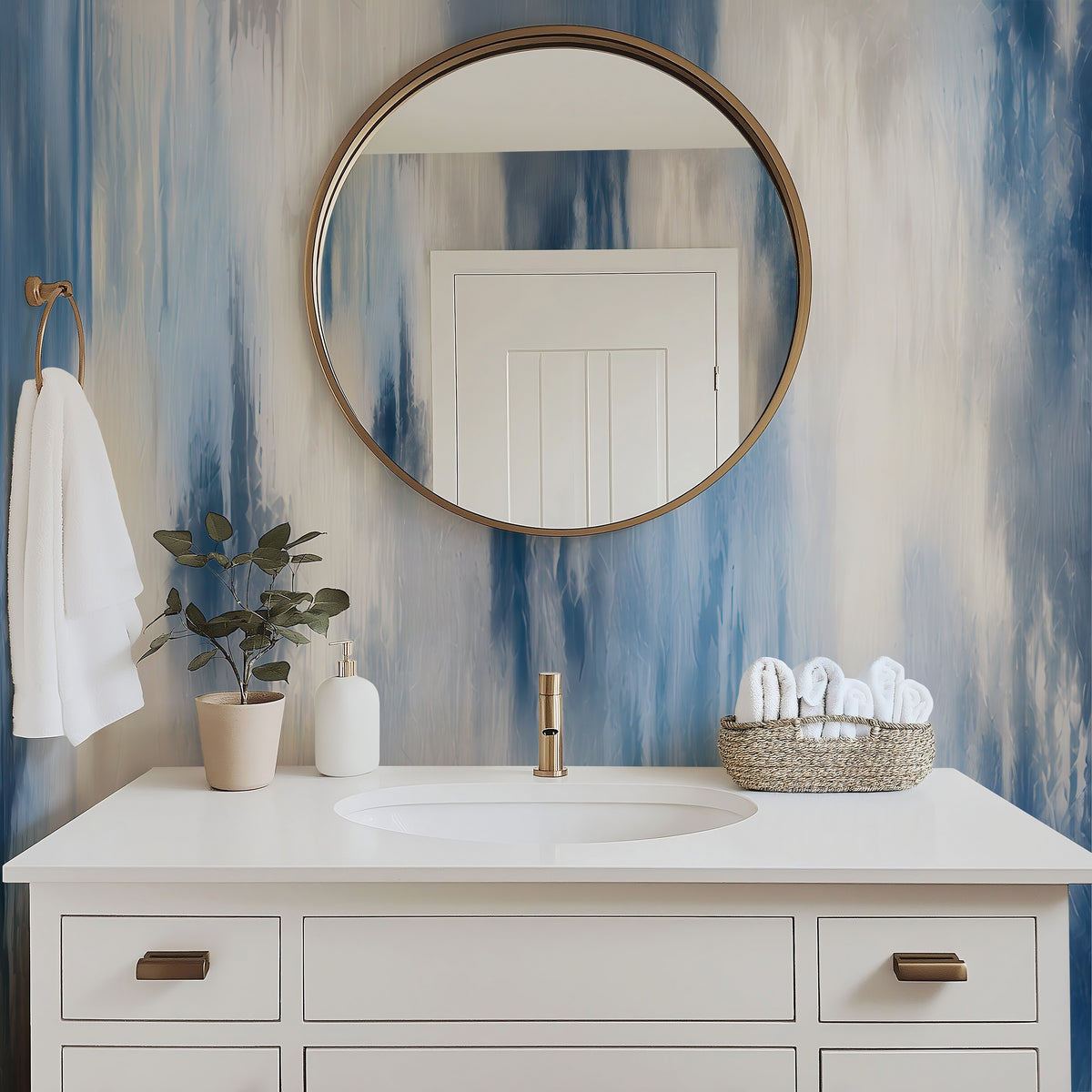 Bold Washed Ikat - Abstract Luxury Wallpaper Murals