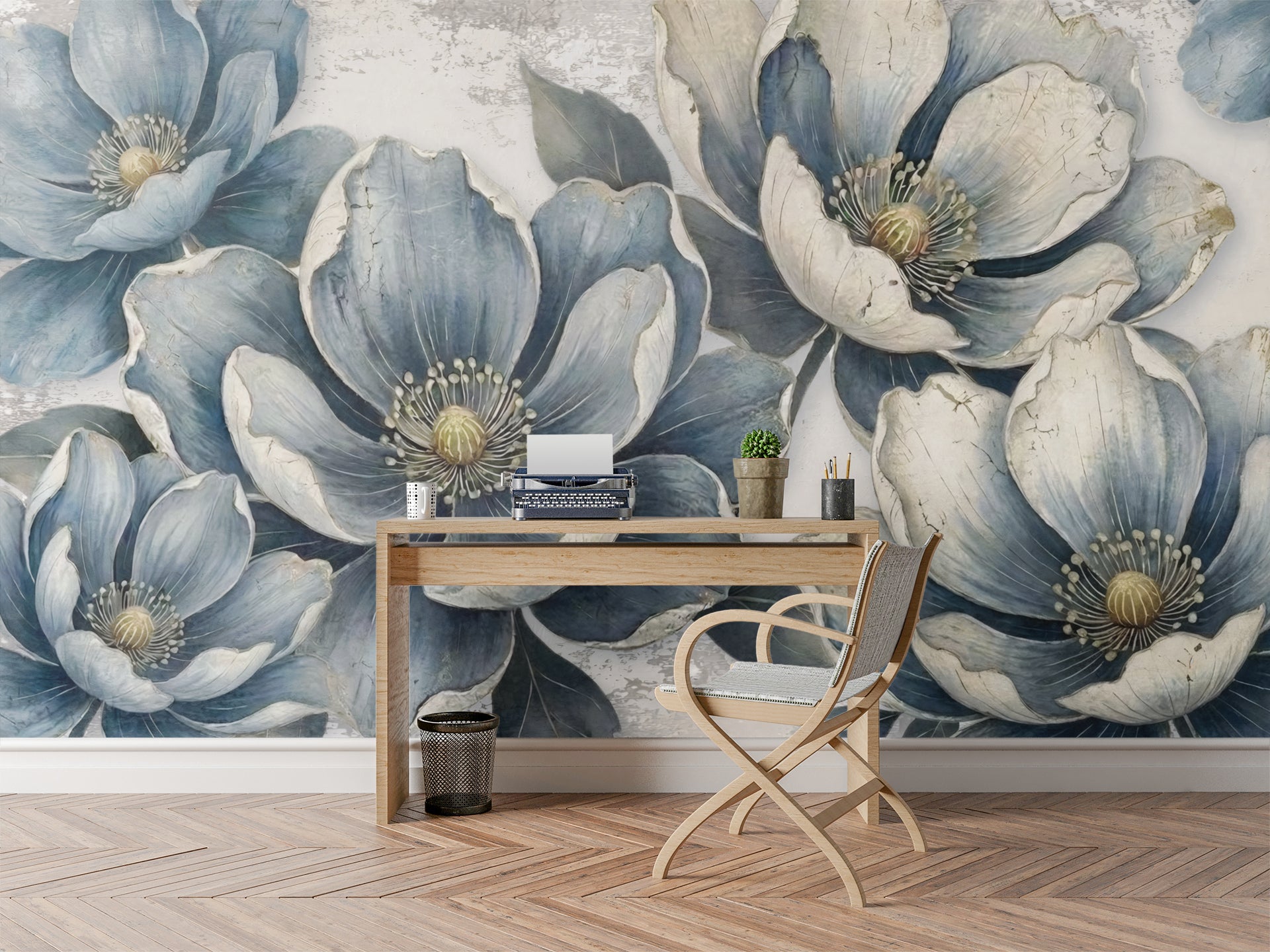 Indigo Bloom — Bold Florals Luxury Wallpaper Mural