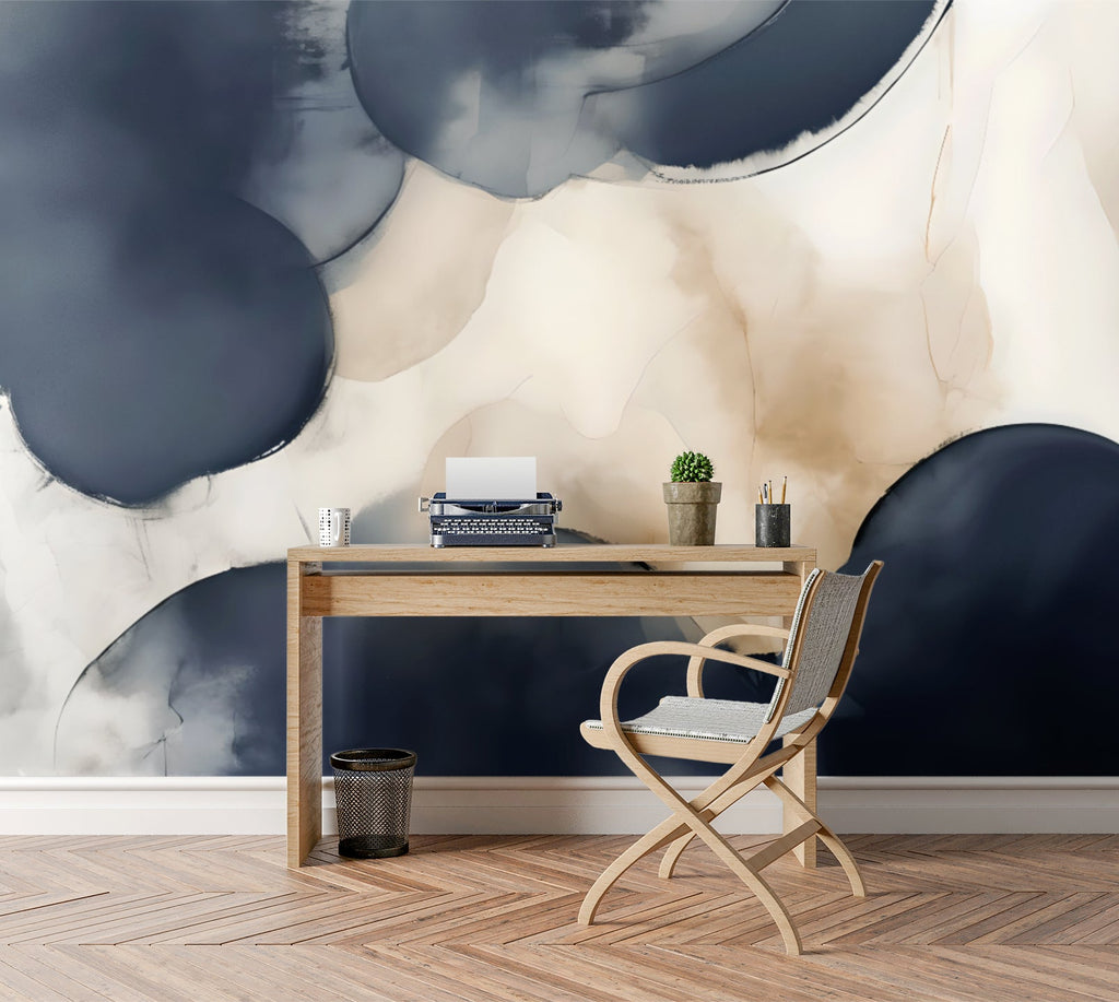 Indigo Drift — Abstract Luxury Wallpaper Mural
