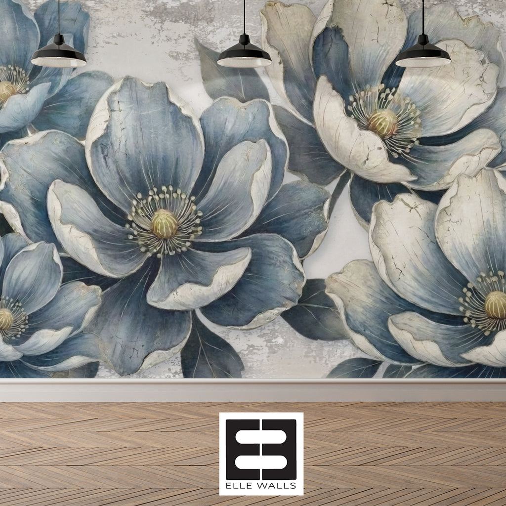Indigo Bloom — Bold Florals Luxury Wallpaper Mural