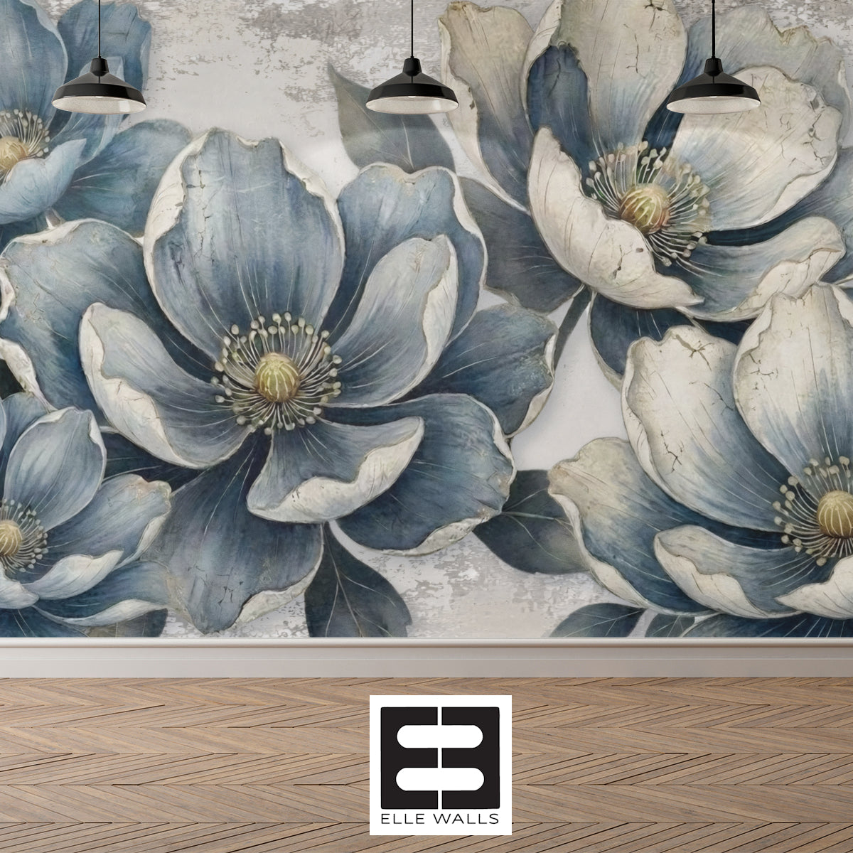 Indigo Bloom — Bold Florals Luxury Wallpaper Mural