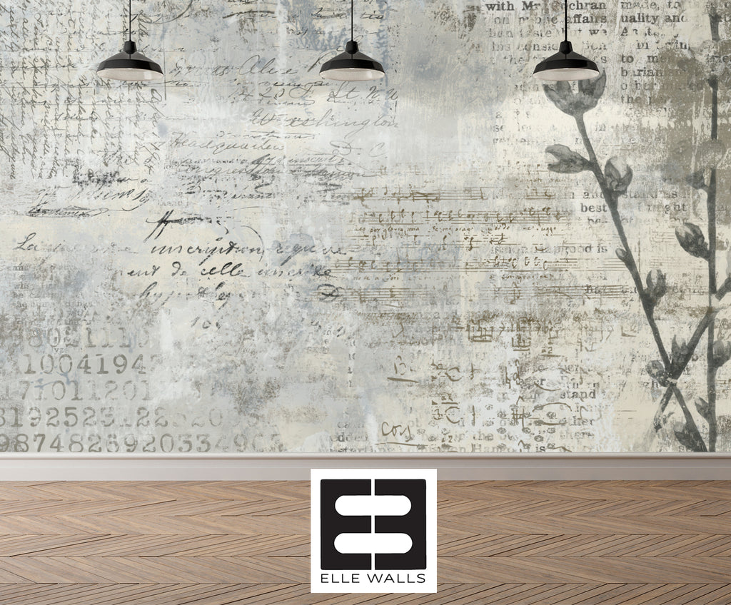 Archival Bloom  —  Rustic Farmhouse Wallpaper Mural