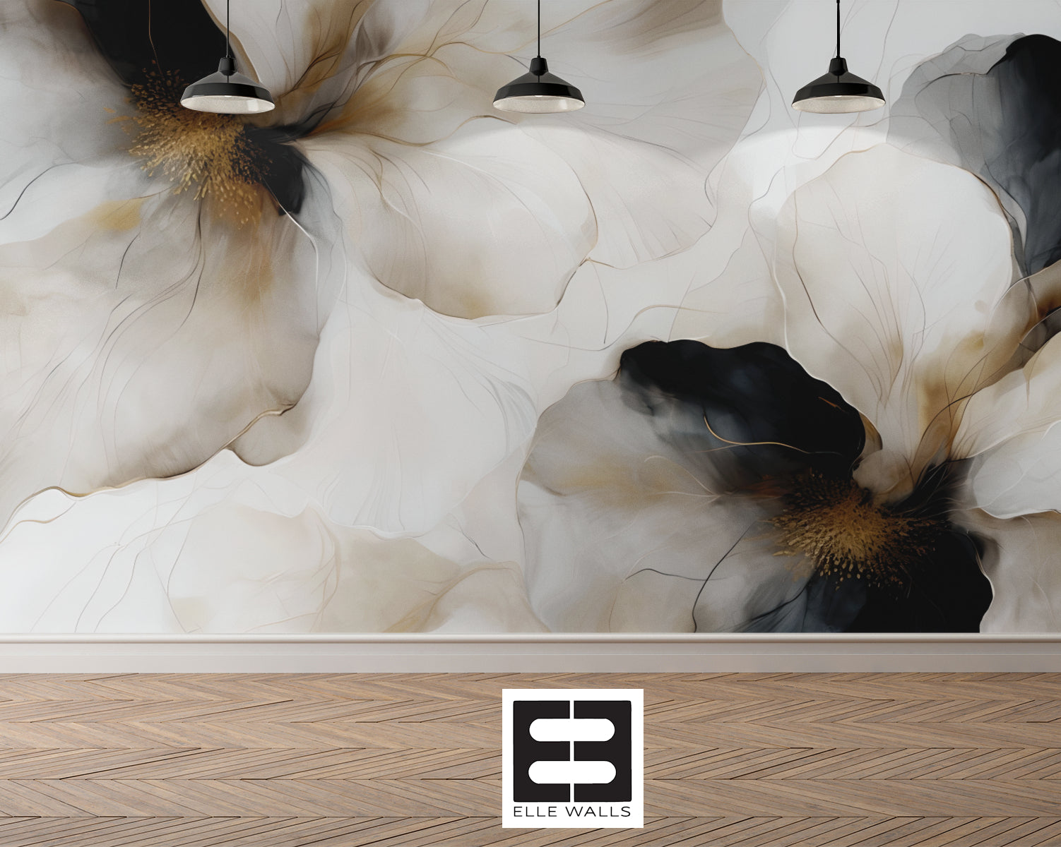 Midnight Bloom I — Bold Florals Luxury Wallpaper Mural