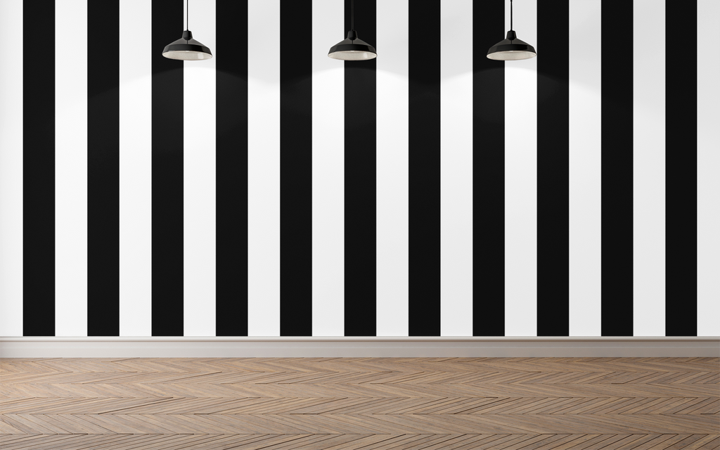 Black & White Horizontal Stripes — Classic Stripes Luxury Wallpaper Mural