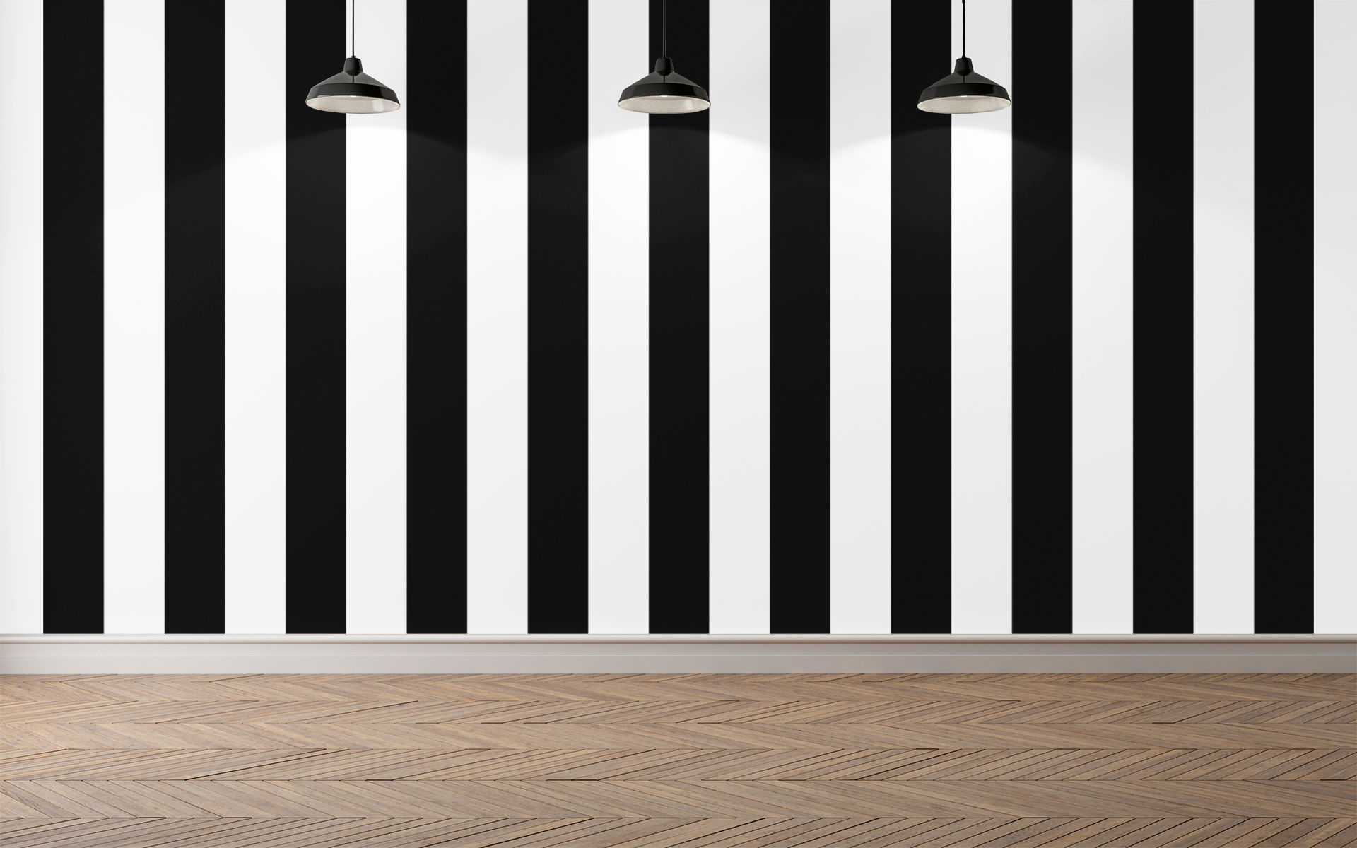 Black & White Horizontal Stripes — Classic Stripes Luxury Wallpaper Mural