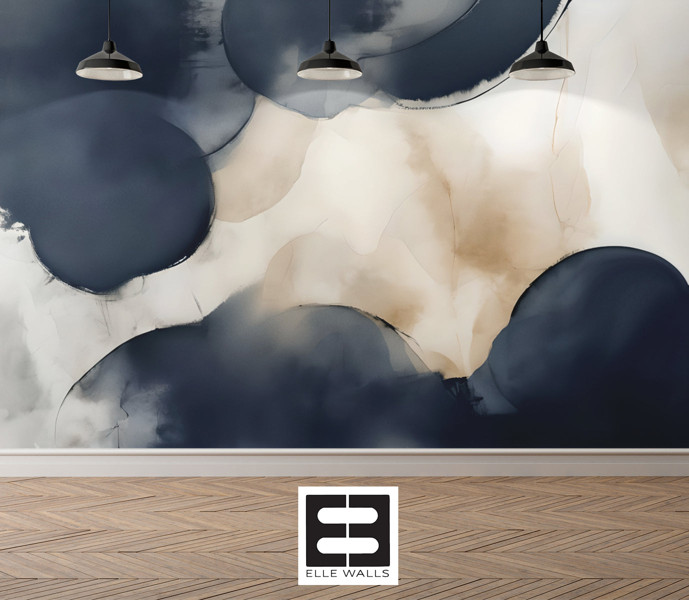 Indigo Drift — Abstract Luxury Wallpaper Mural