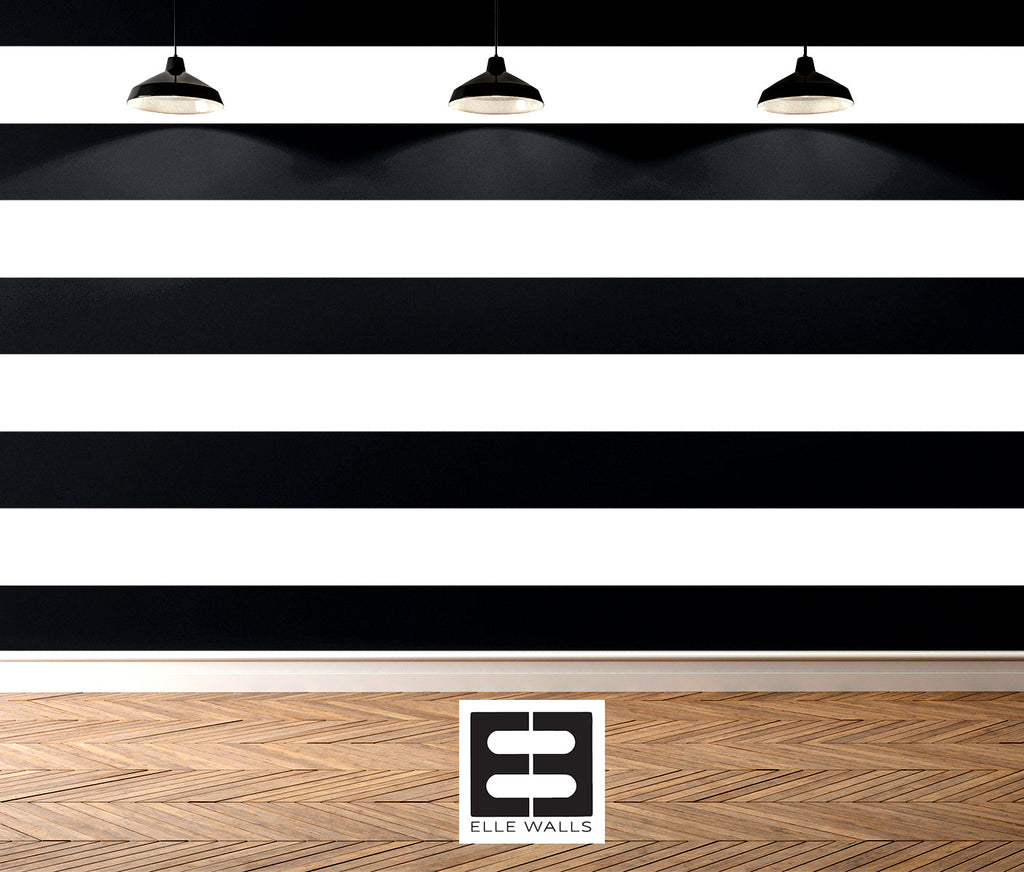 Black & White Horizontal Stripes — Classic Stripes Luxury Wallpaper Mural