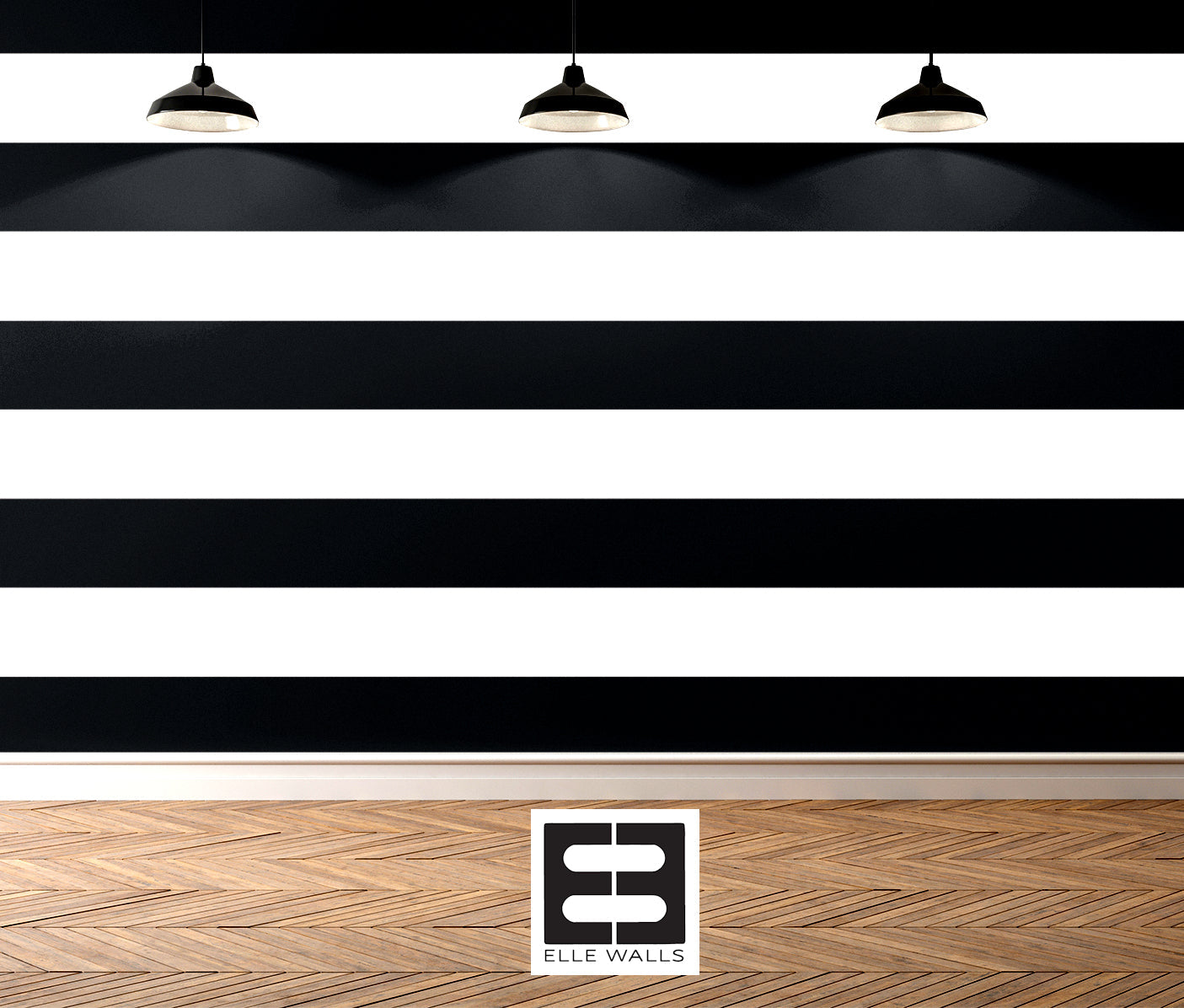 Black & White Horizontal Stripes — Classic Stripes Luxury Wallpaper Mural