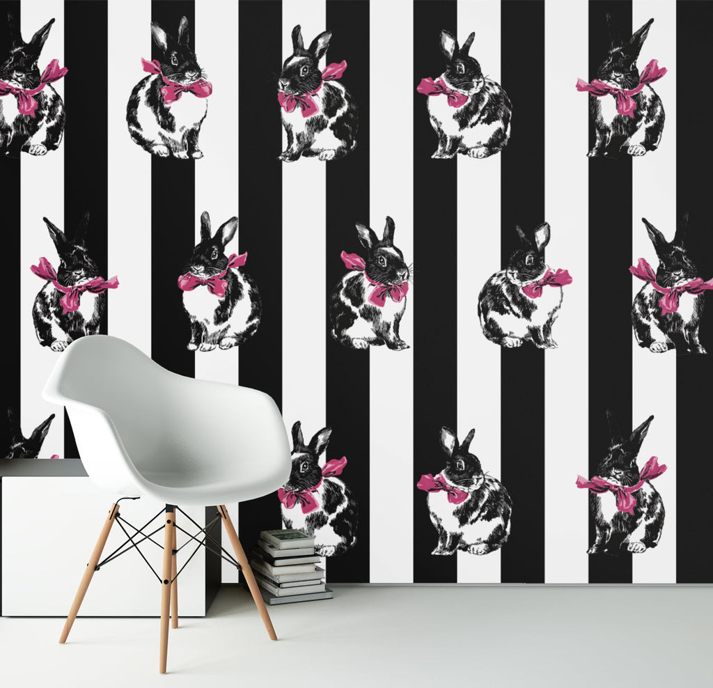 Bunnies & Stripes — Classic Stripes Luxury Wallpaper Mural