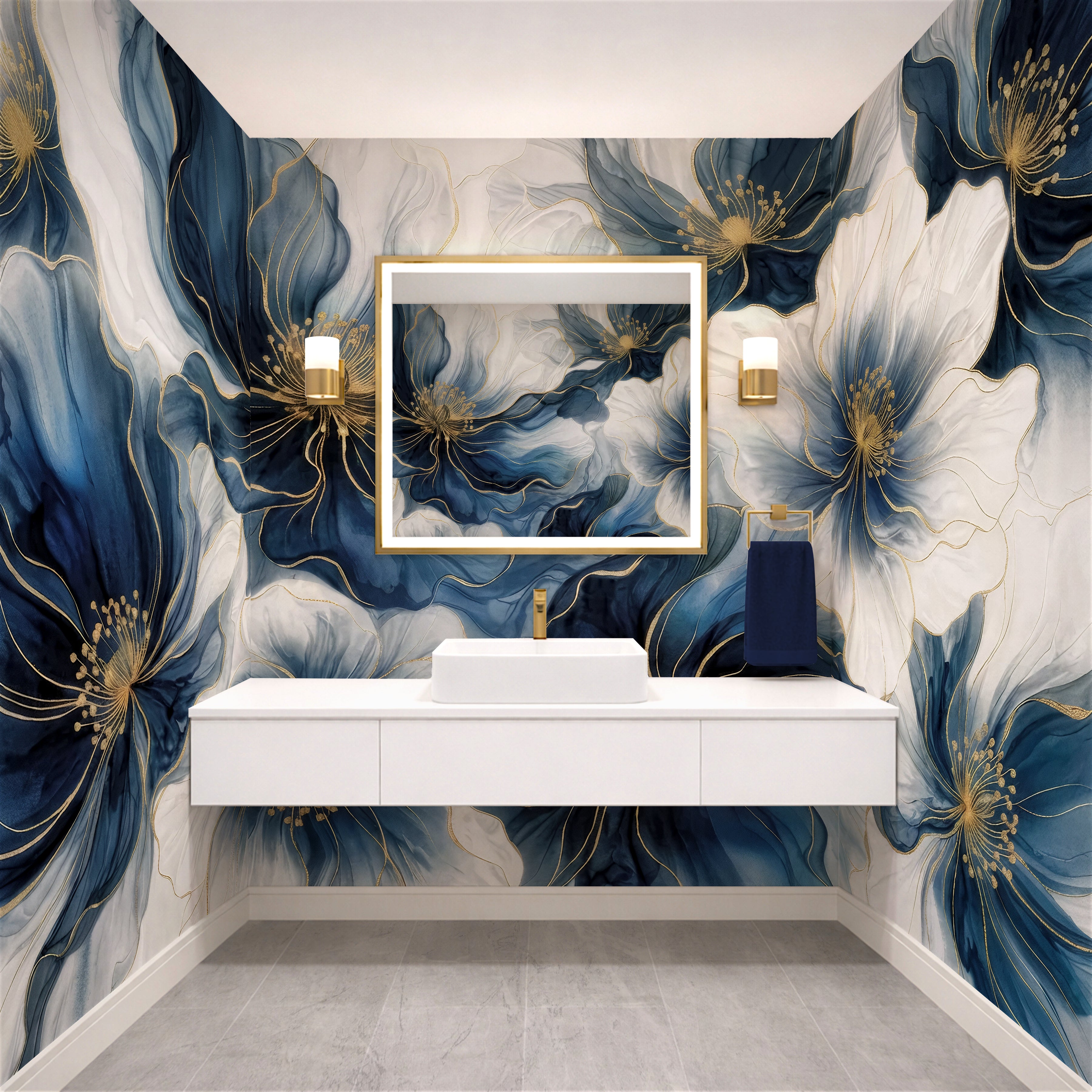 Midnight Bloom — Bold Florals Luxury Wallpaper Mural