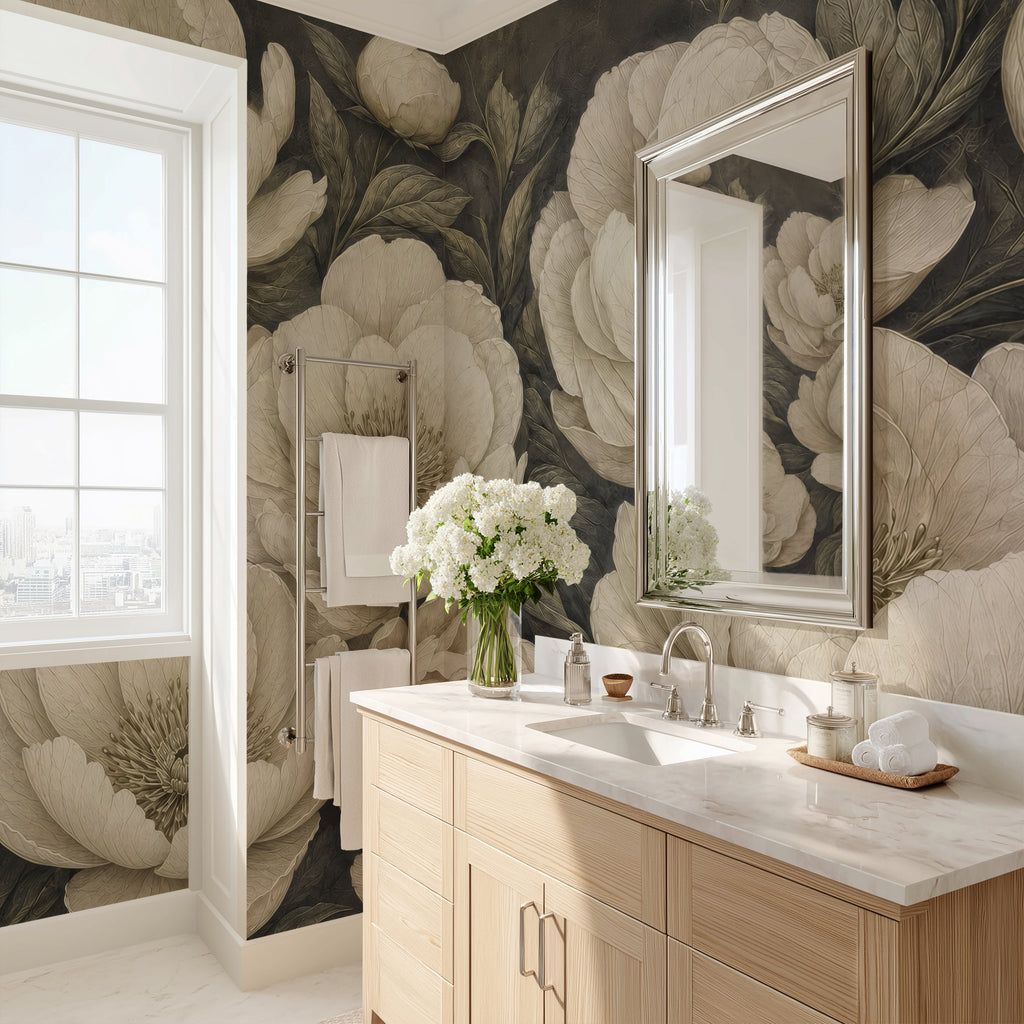 Sage Noir — Bold Florals Luxury Wallpaper Mural