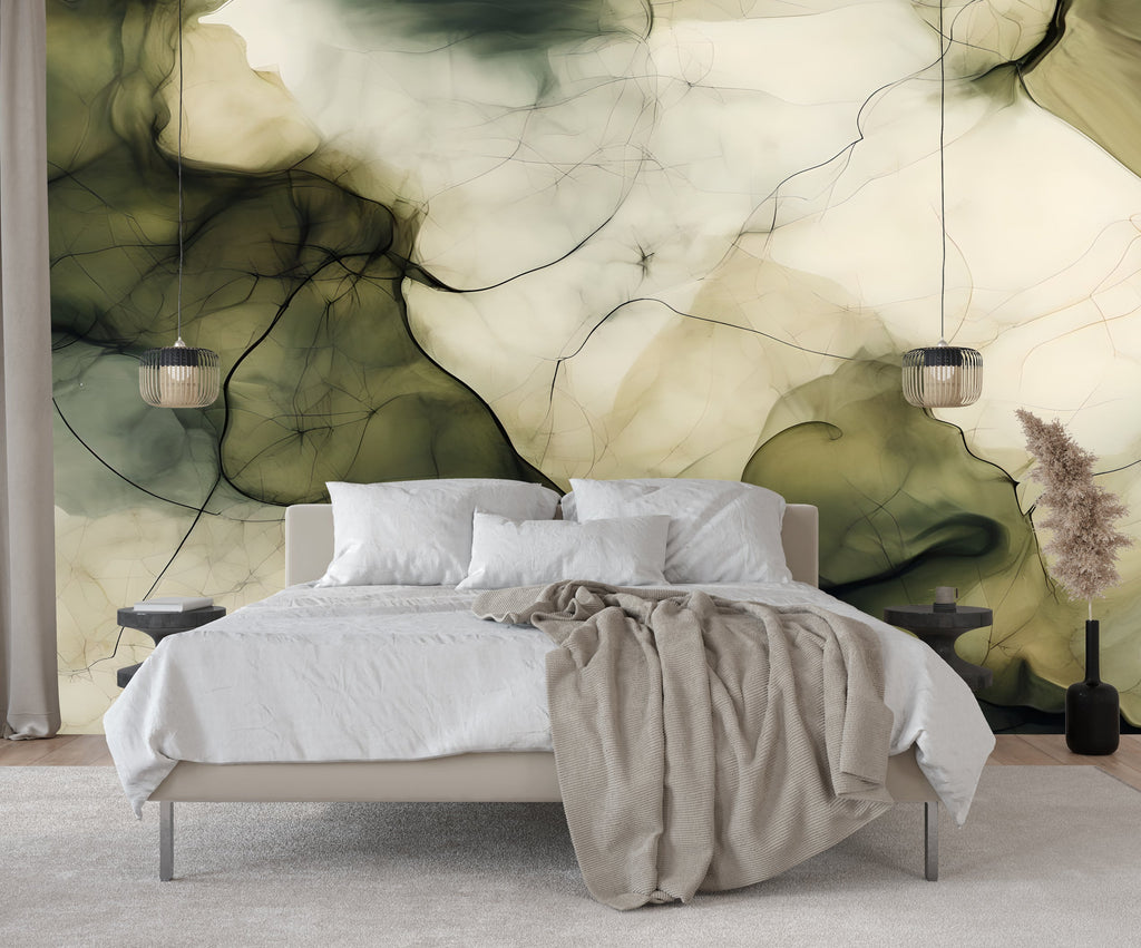 Moss Whispers — Abstract Luxury Wallpaper Mural