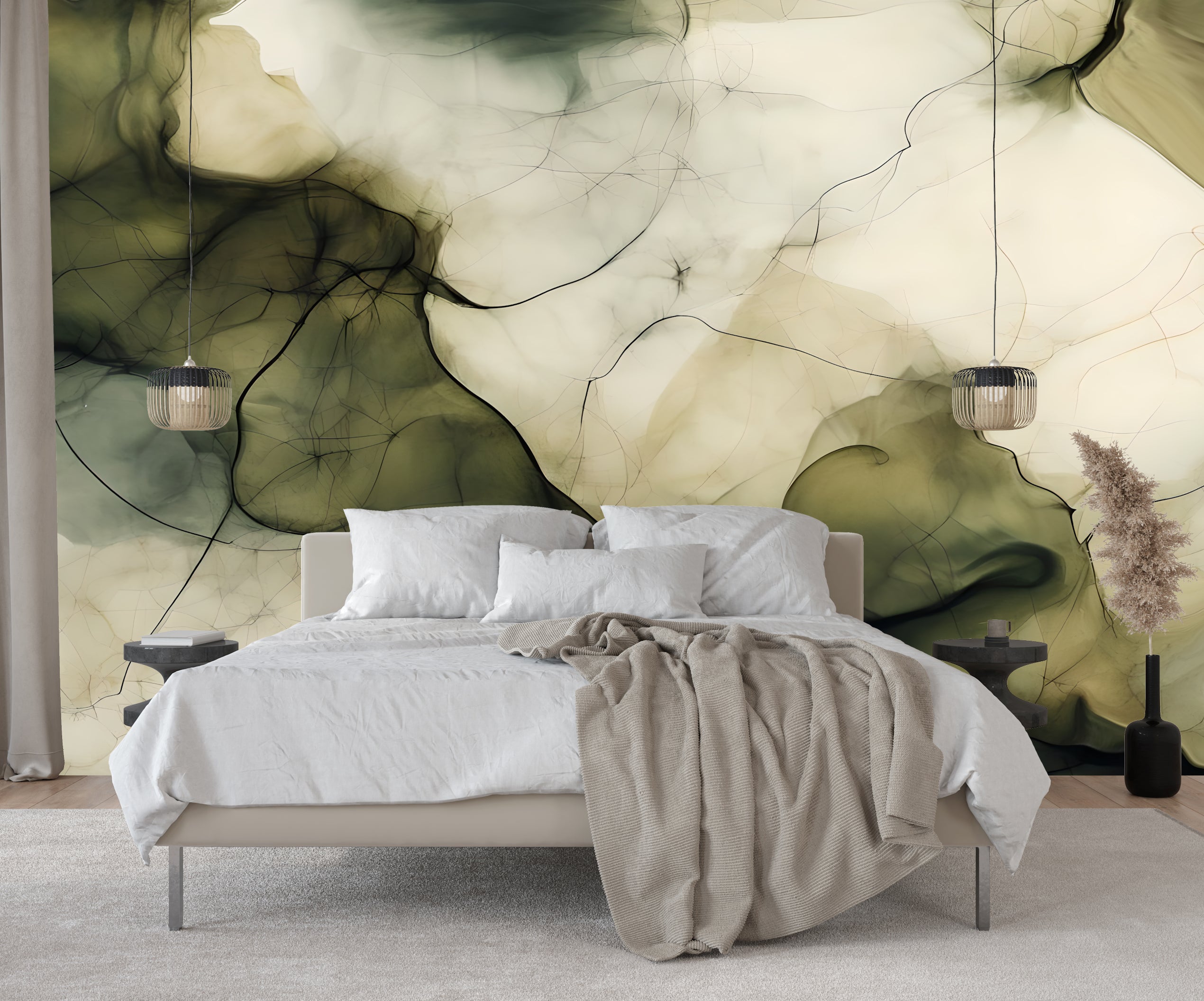 Moss Whispers — Abstract Luxury Wallpaper Mural