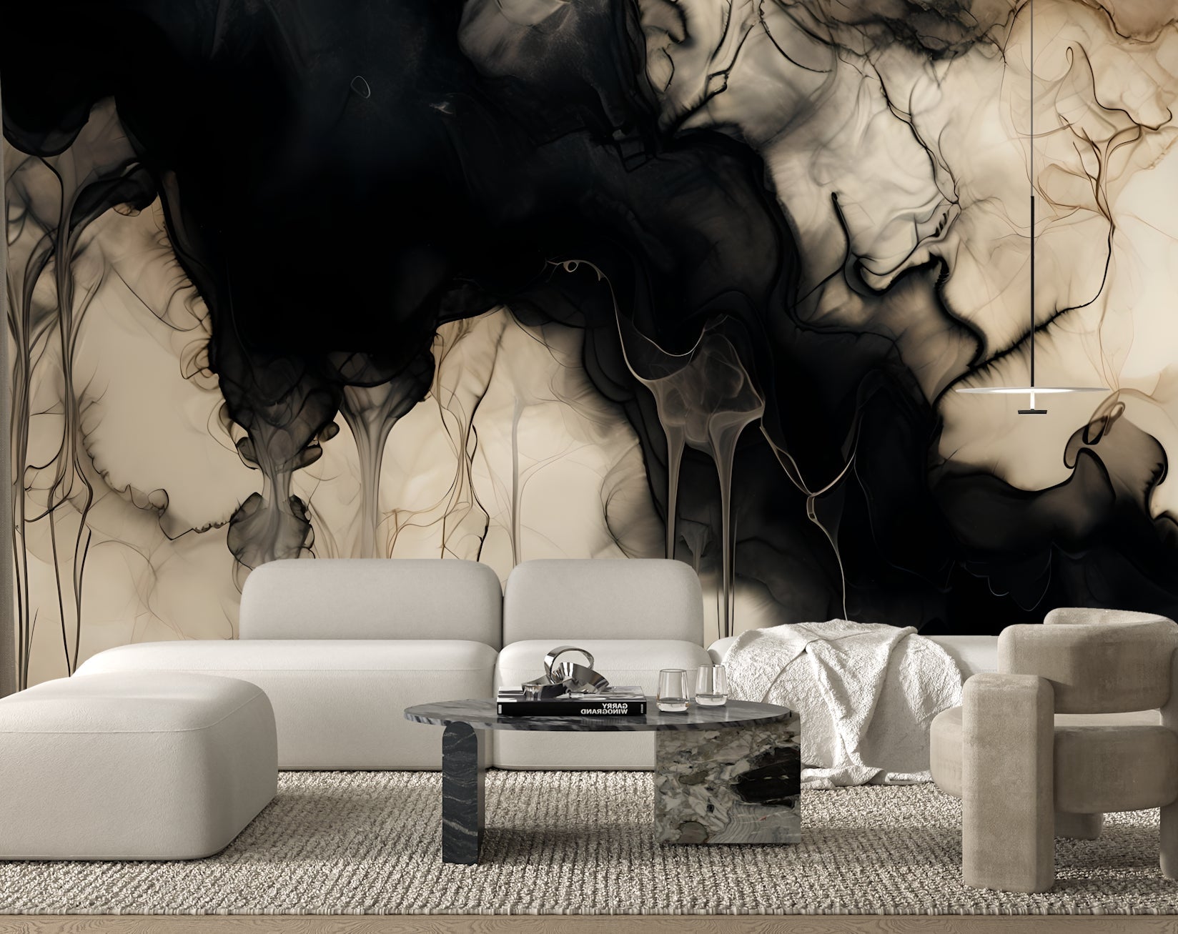 Ink & Ivory — Abstract Luxury Wallpaper Mural