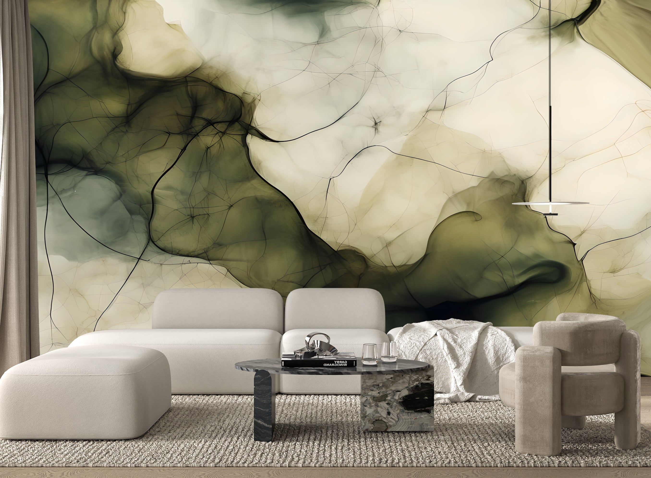 Moss Whispers — Abstract Luxury Wallpaper Mural