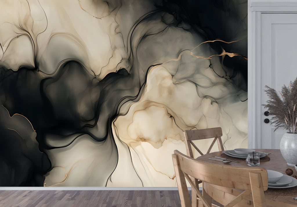 Smoke & Honey — Abstract Luxury Wallpaper Mural
