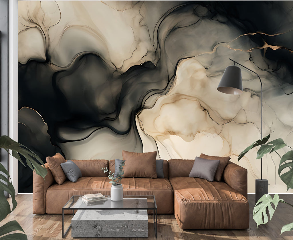 Smoke & Honey — Abstract Luxury Wallpaper Mural