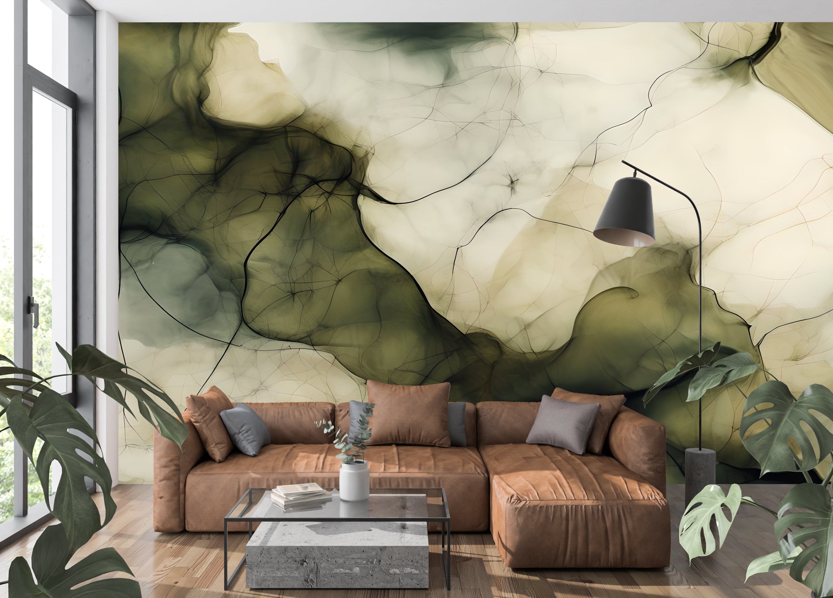 Moss Whispers — Abstract Luxury Wallpaper Mural