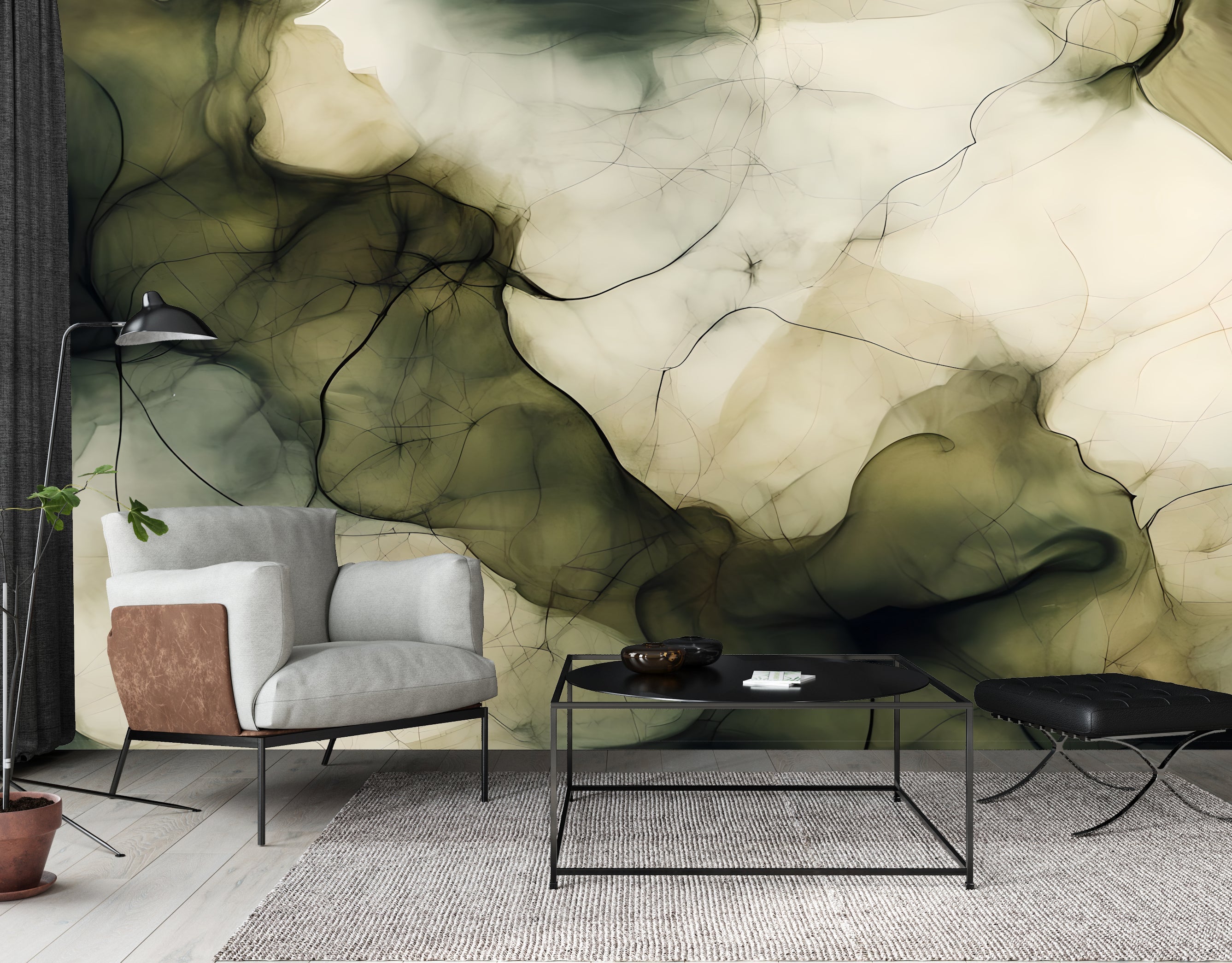 Moss Whispers — Abstract Luxury Wallpaper Mural