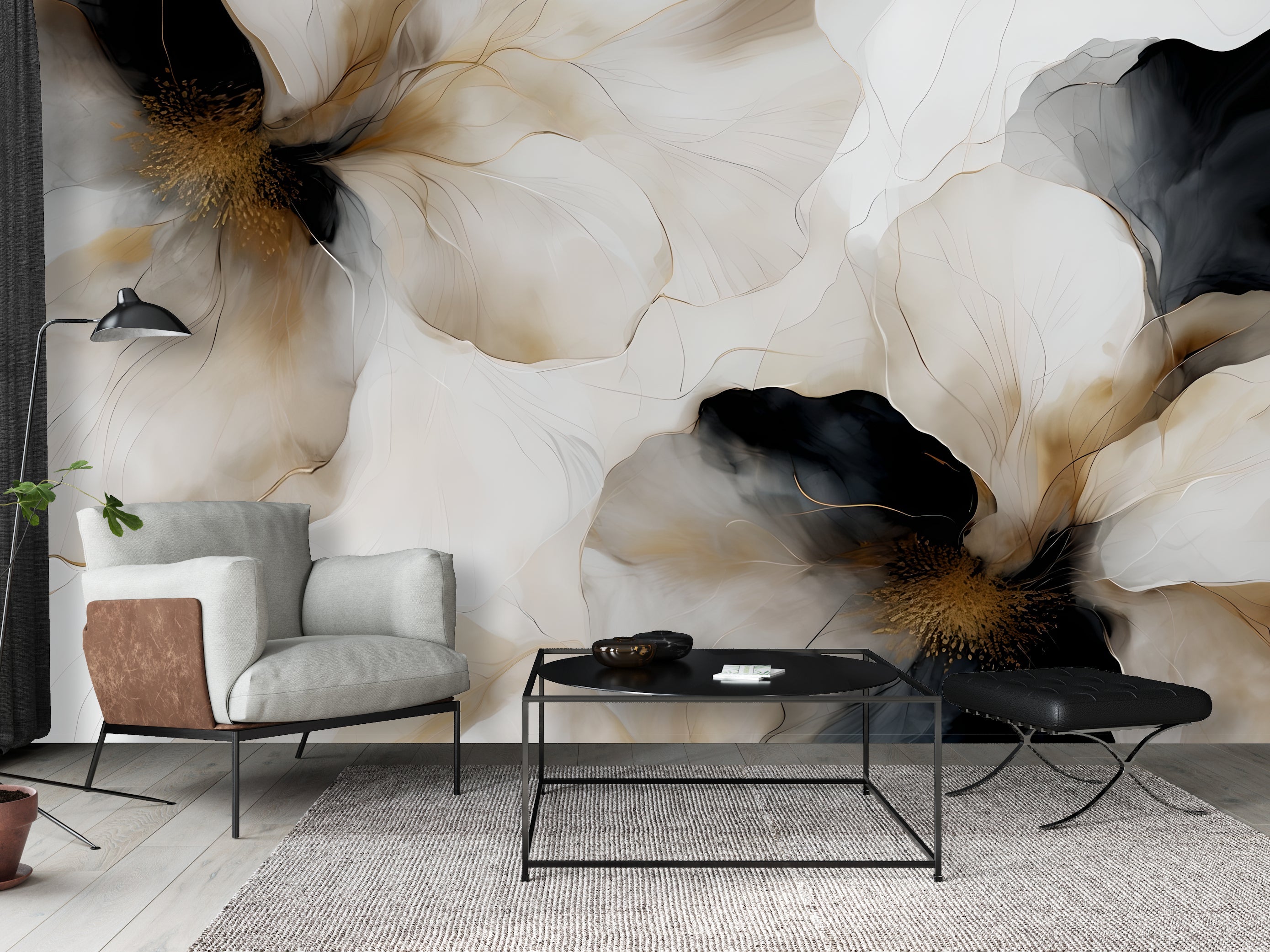 Midnight Bloom I — Bold Florals Luxury Wallpaper Mural