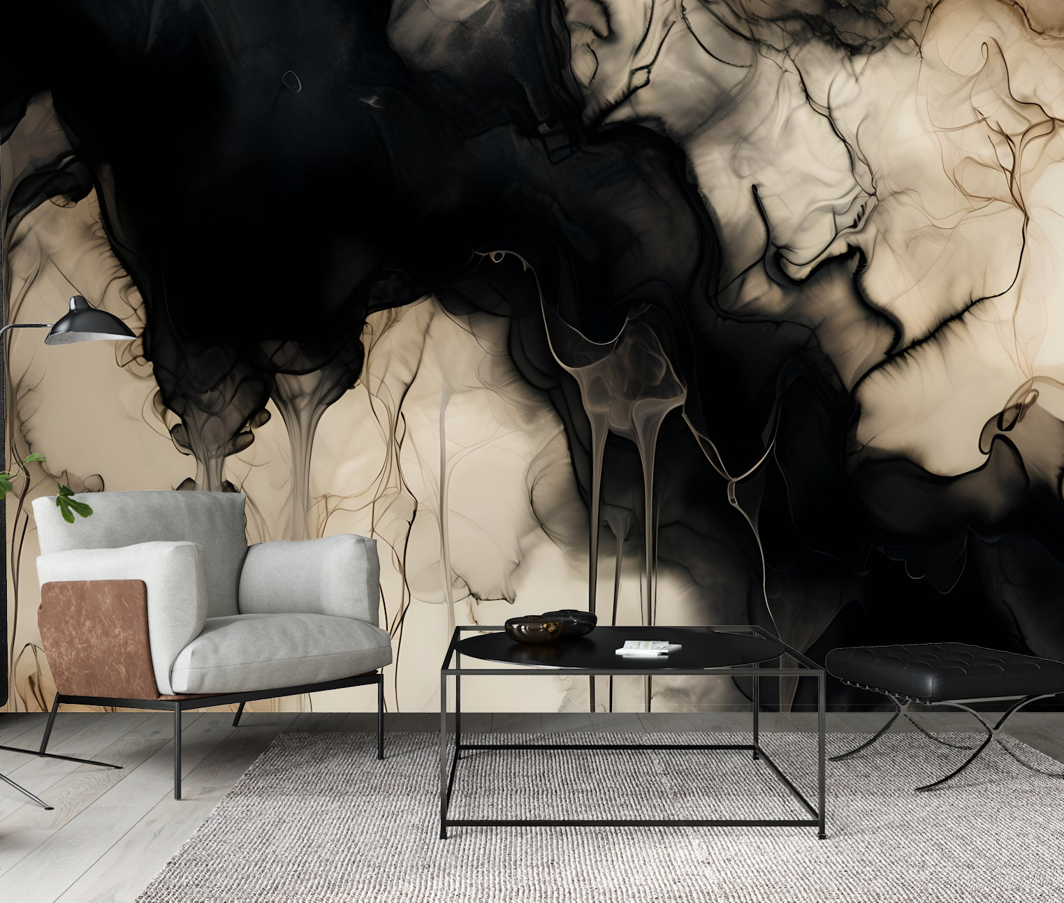 Ink & Ivory — Abstract Luxury Wallpaper Mural