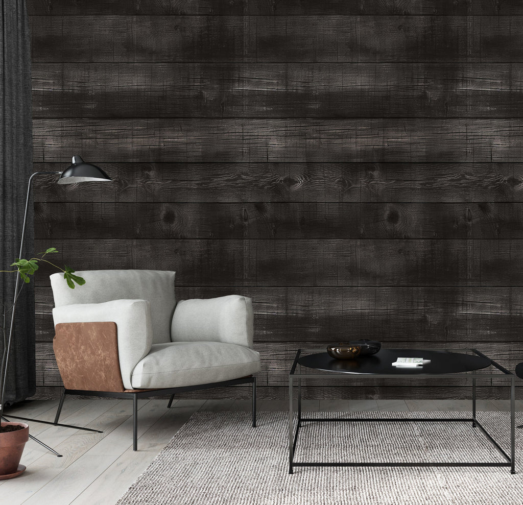 Ebony Plank — Rustic Farmhouse Luxury Wallpaper Mural