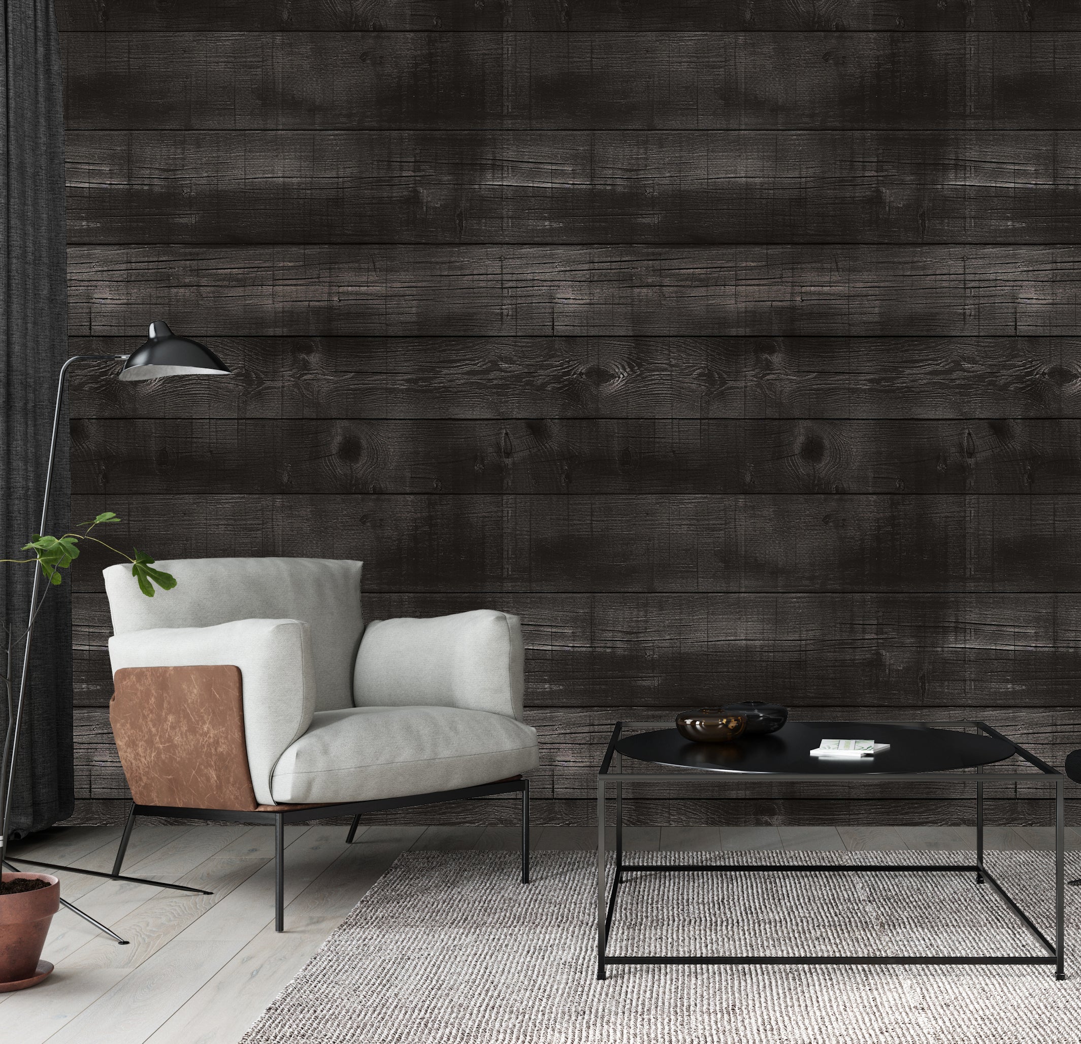 Ebony Plank — Rustic Farmhouse Luxury Wallpaper Mural