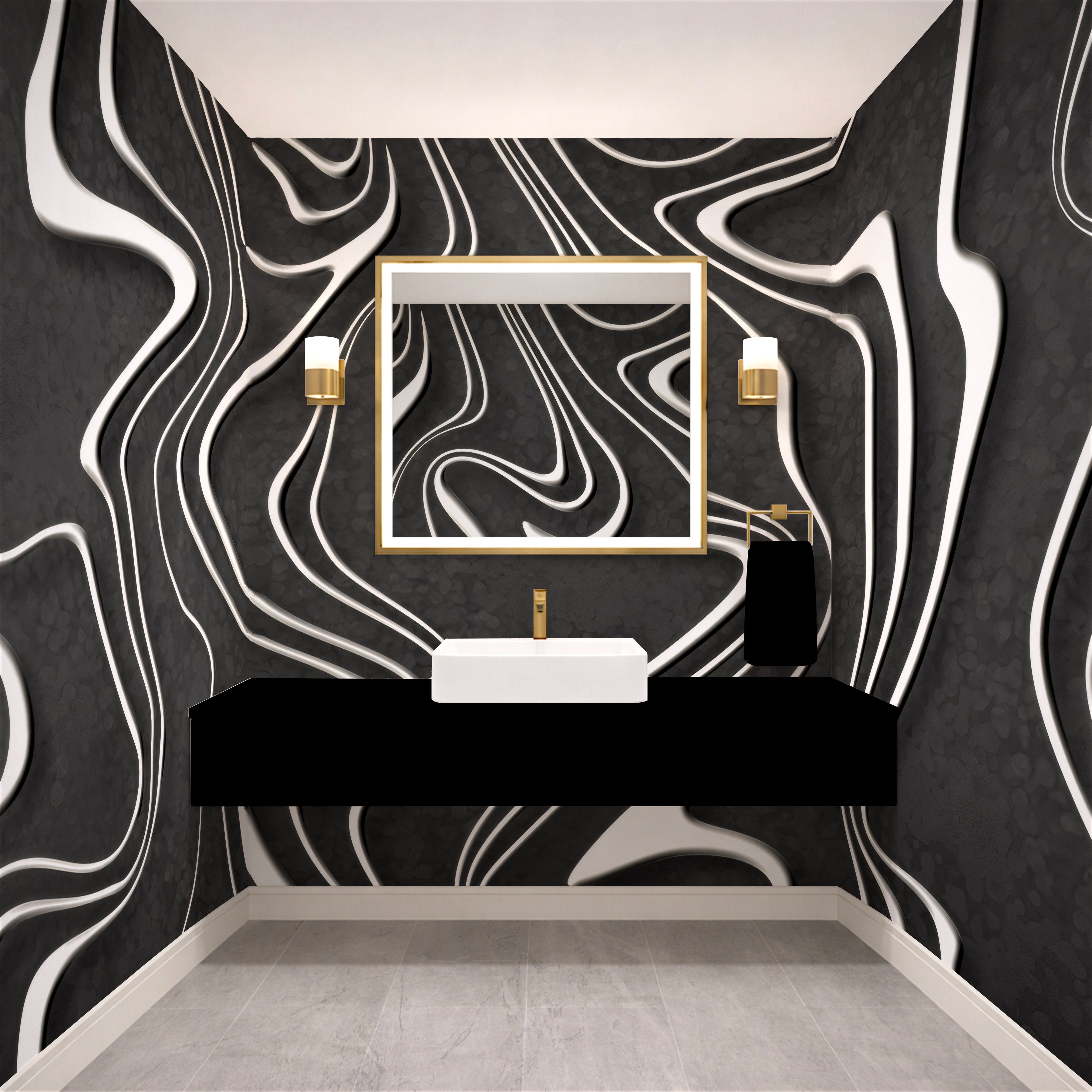 Charcoal Waves — Abstract Luxury Wallpaper Mural