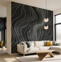 Charcoal Wavy Lines - Abstract Luxury Wallpaper Mural