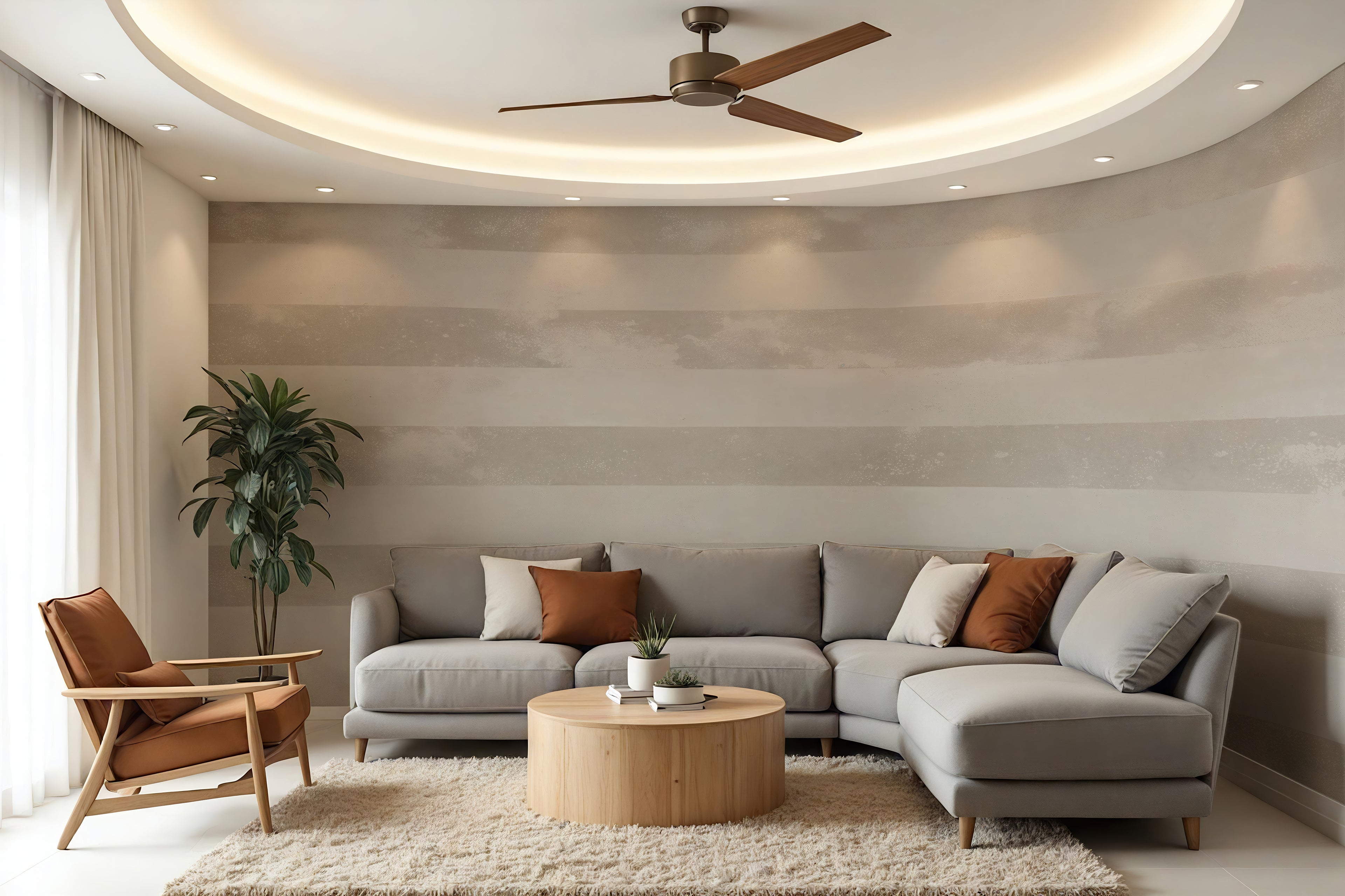 Horizontal Stripes in Toast - Classic Stripes Luxury Wallpaper Mural