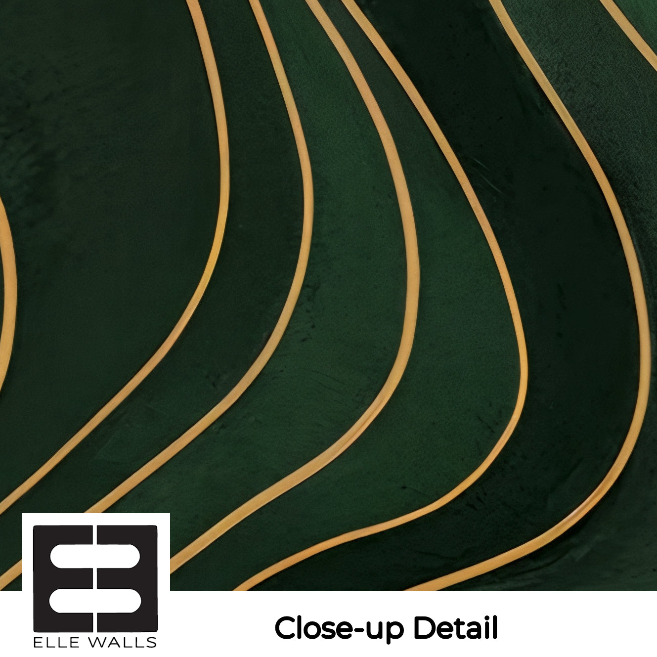 Forest Green Wavy Lines - Abstract Luxury Wallpaper Mural