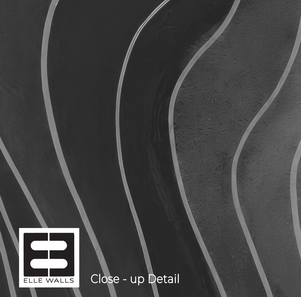 Charcoal Wavy Lines - Abstract Luxury Wallpaper Mural