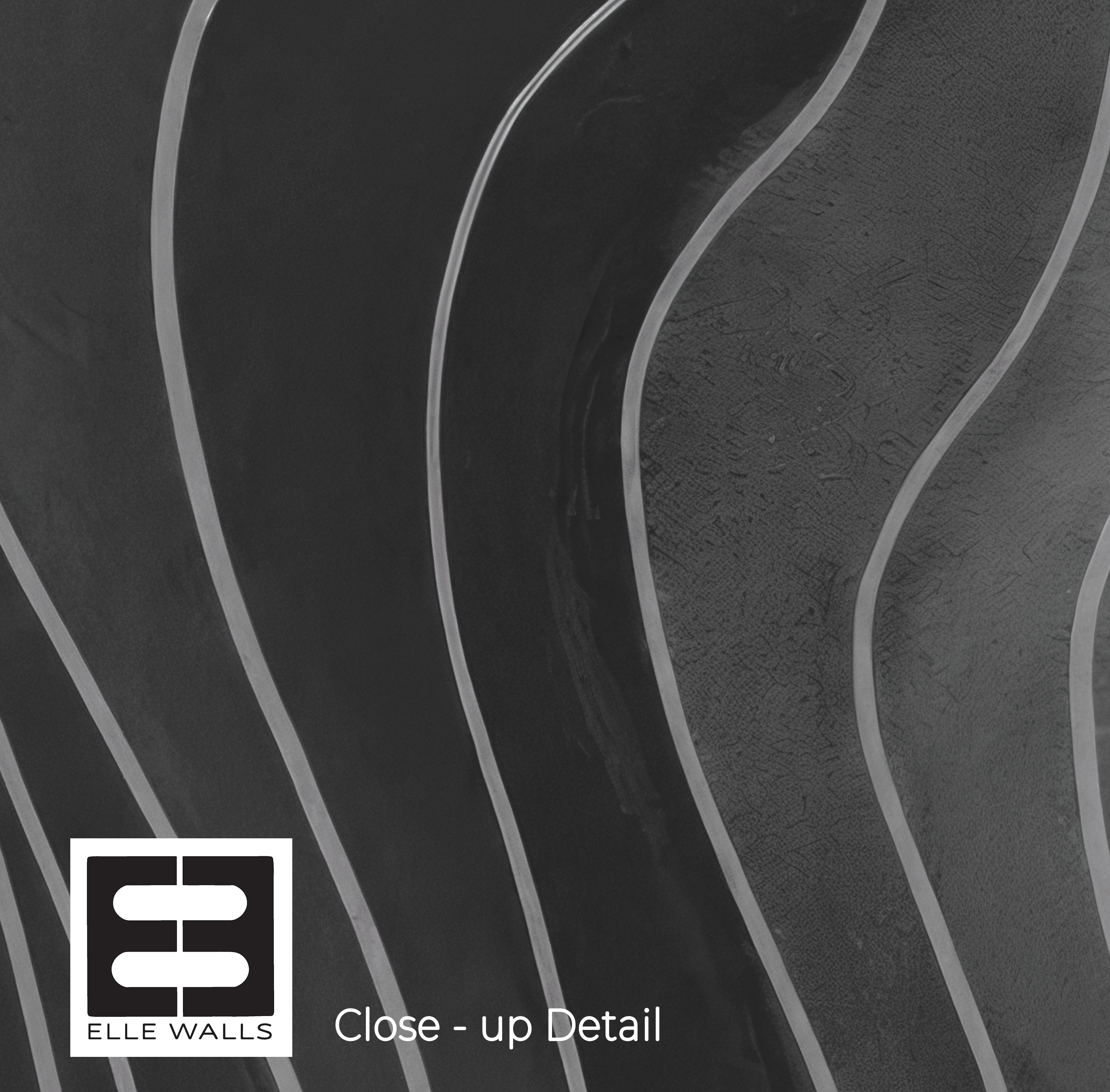 Charcoal Wavy Lines - Abstract Luxury Wallpaper Mural