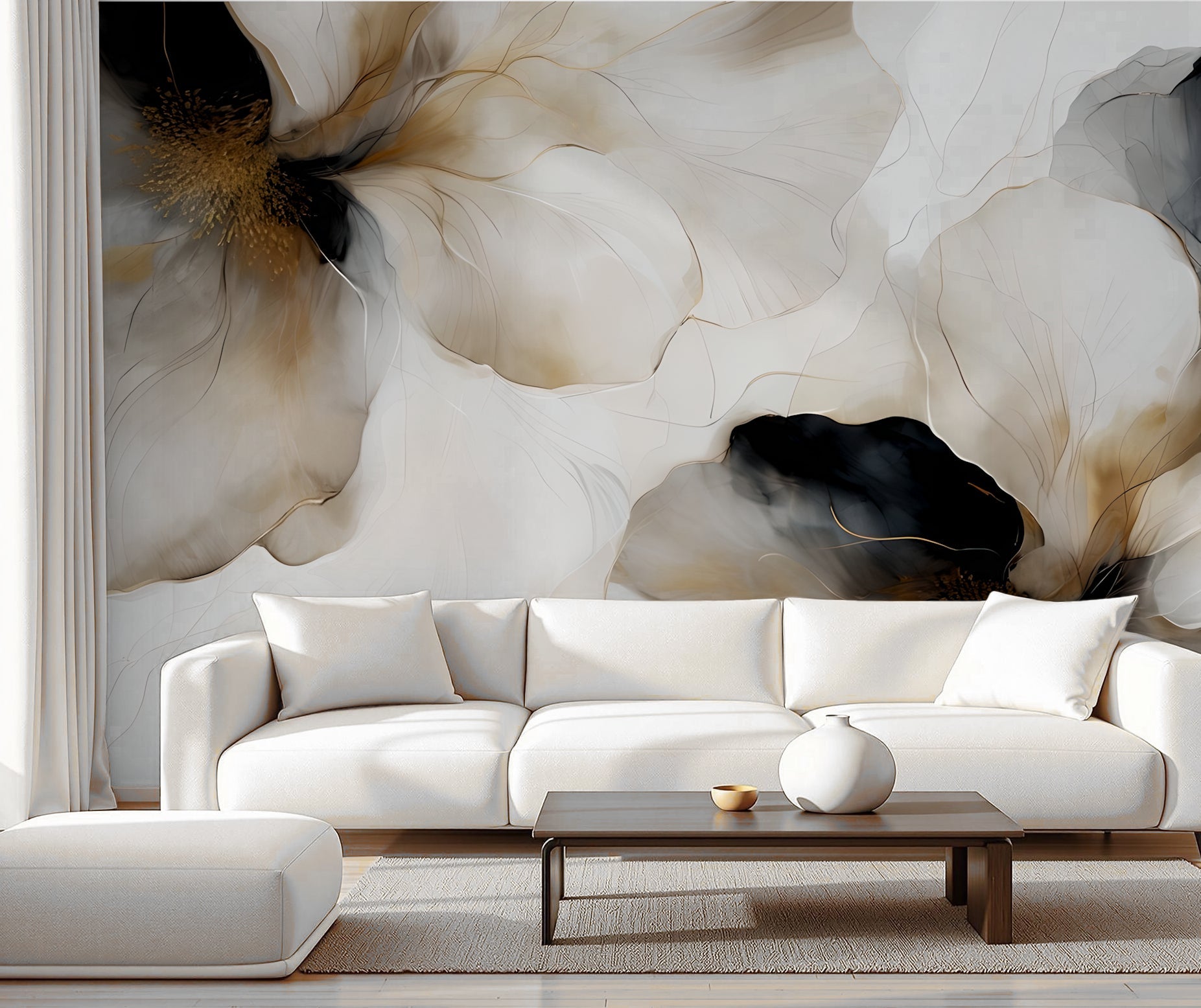 Midnight Bloom I — Bold Florals Luxury Wallpaper Mural