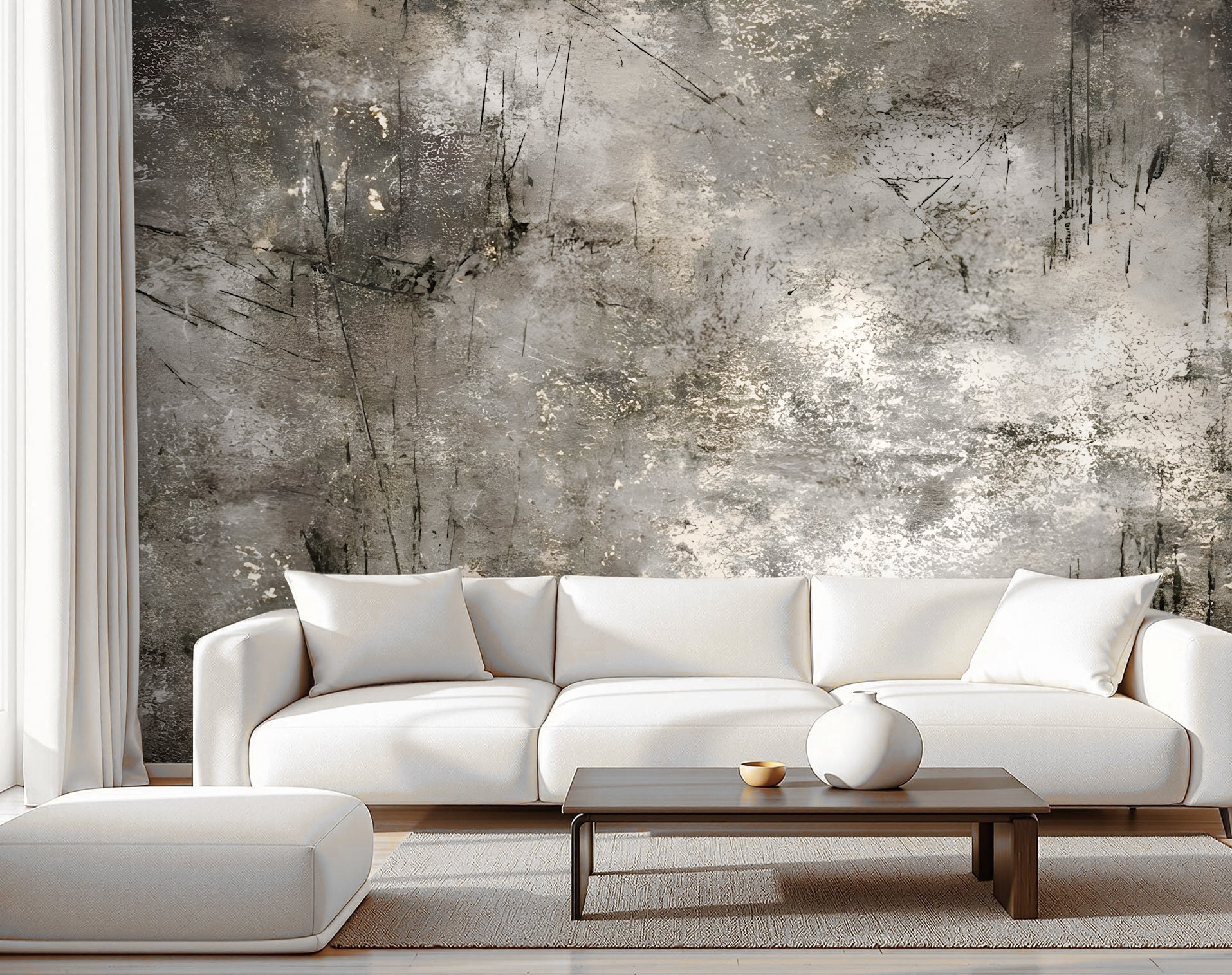 Distressed Scratched Concrete — Luxe Textures Luxury Wallpaper Mural