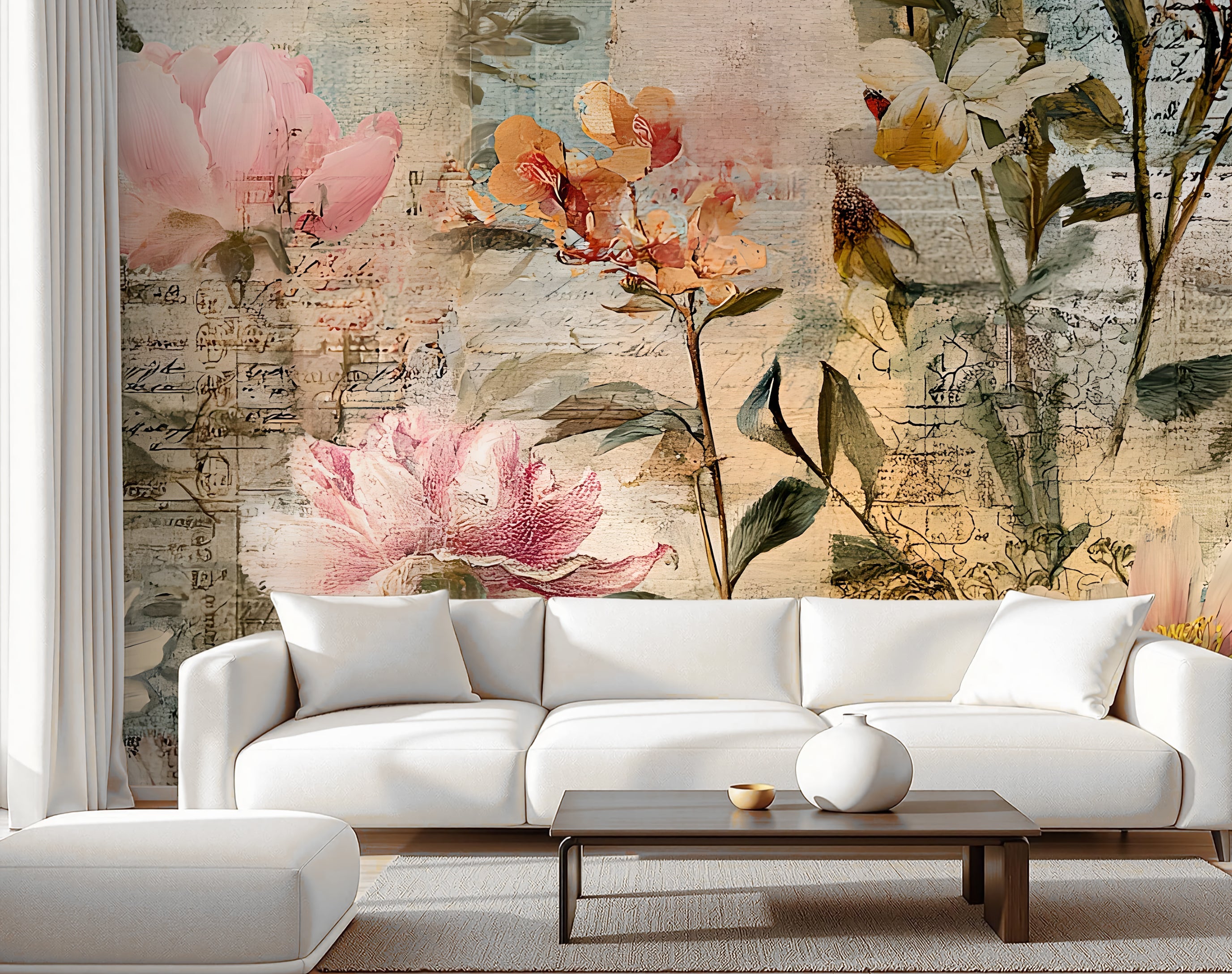 Floral Whimsy — Bold Florals Luxury Wallpaper Mural