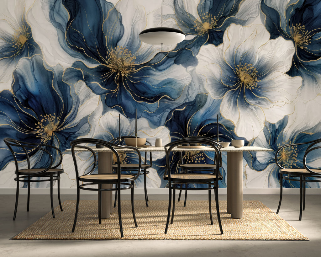 Midnight Bloom — Bold Florals Luxury Wallpaper Mural