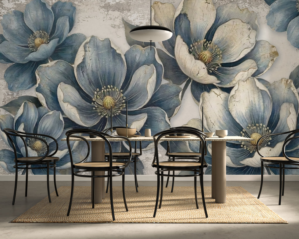 Indigo Bloom — Bold Florals Luxury Wallpaper Mural