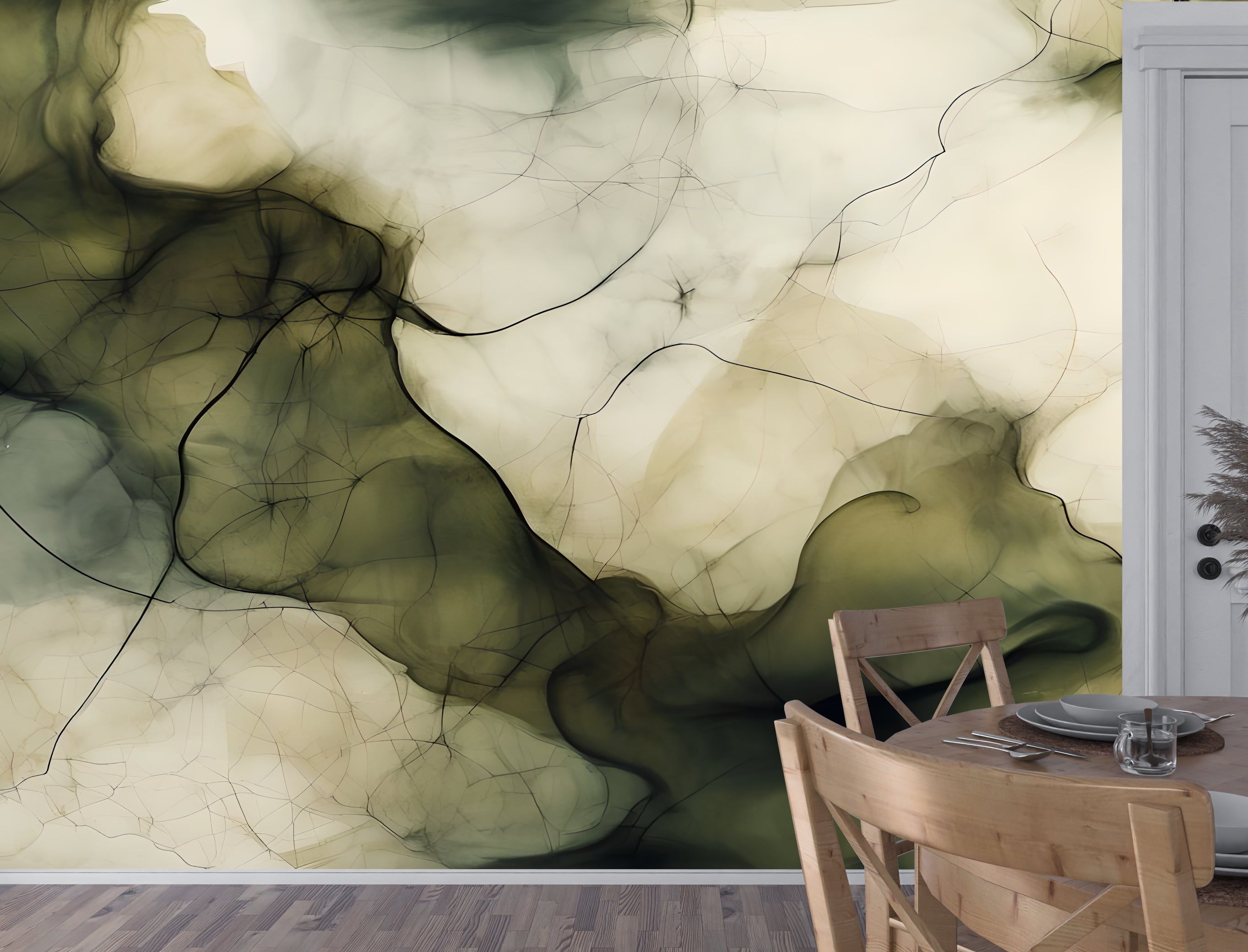 Moss Whispers — Abstract Luxury Wallpaper Mural